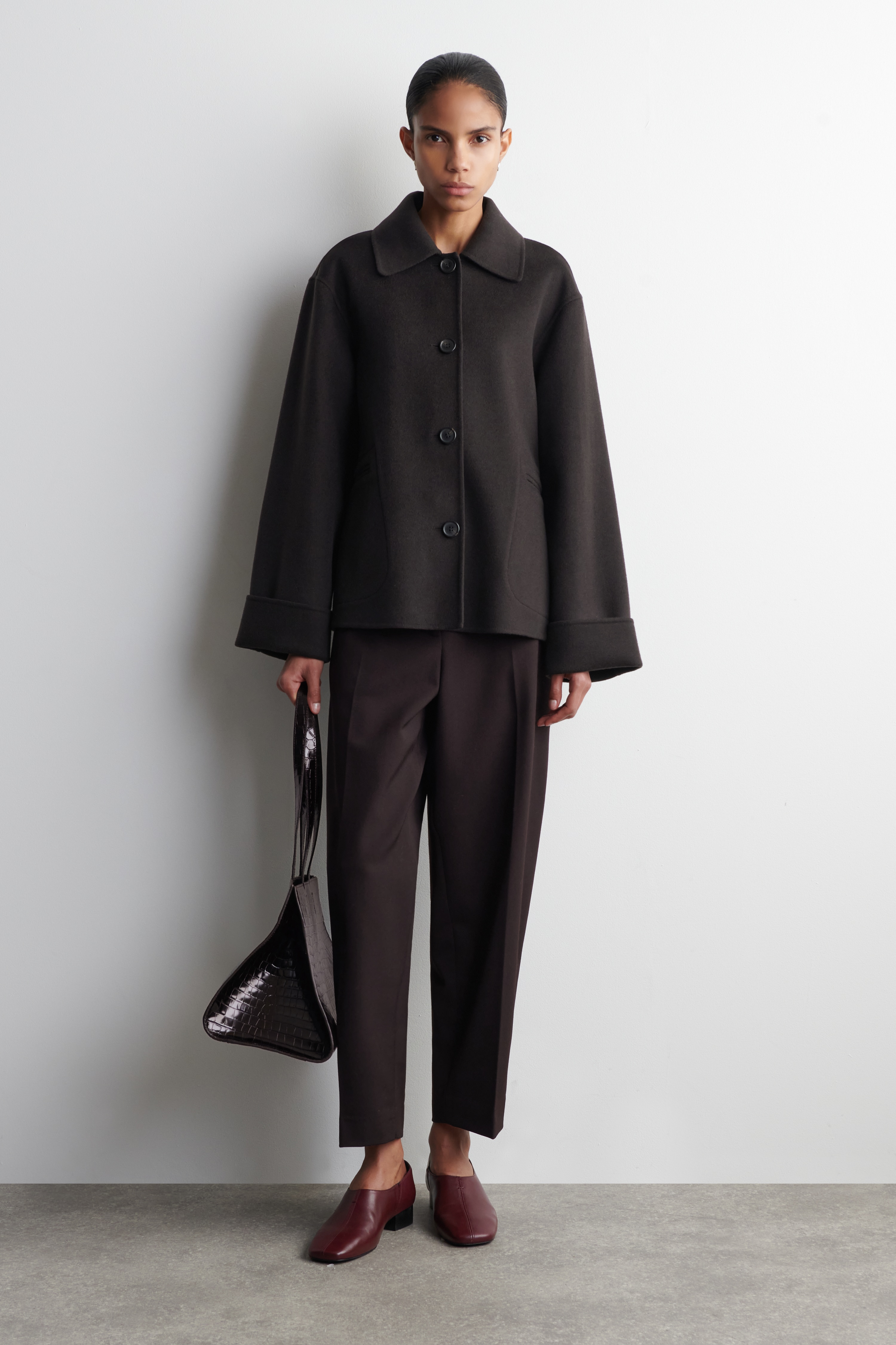 KOŽENÉ BOTY NA PODPATKU S ČTVERCOVOU ŠPIČKOU - DARK RED/BLACK