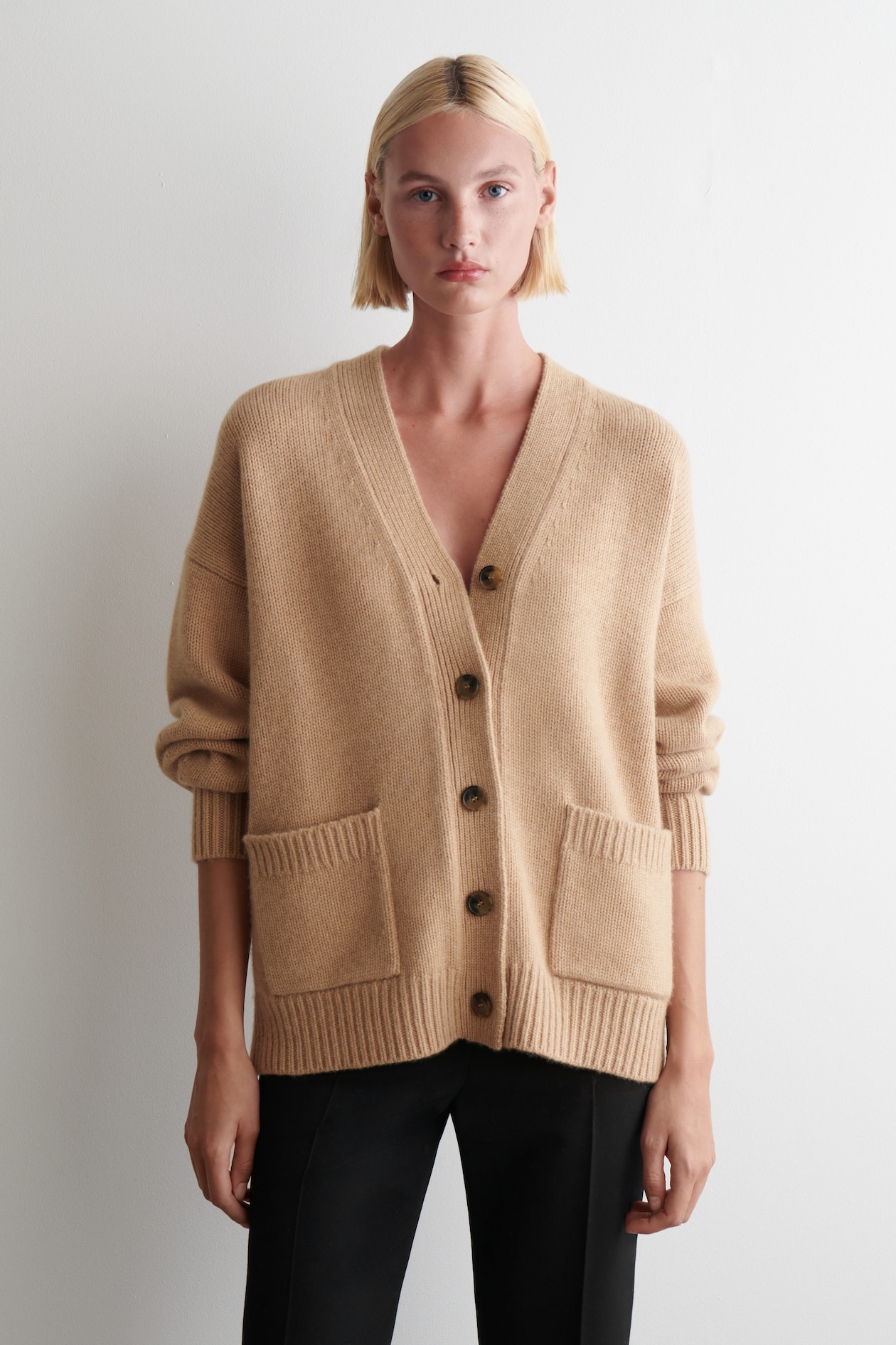 CARDIGAN OVERSIZE EN LAINE MÉRINOS - AVOINE CHINÉ | COS FR