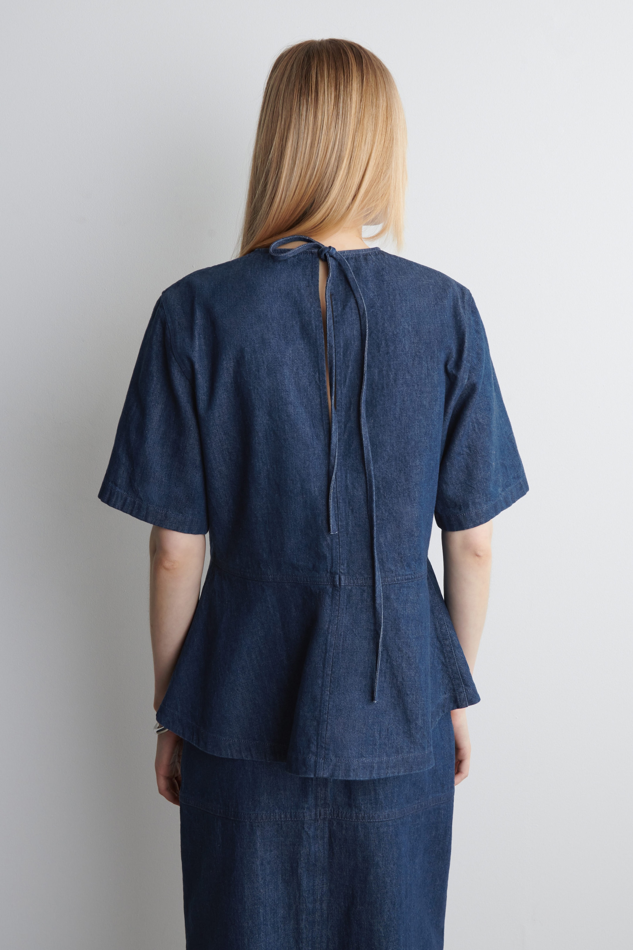 DENIM PEPLUM TOP