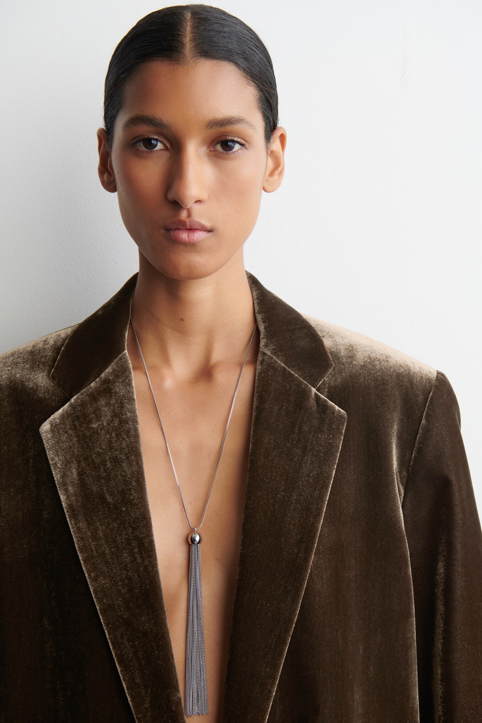 BLAZER BOUTONNAGE SIMPLE EN VELOURS - BRUN - 7