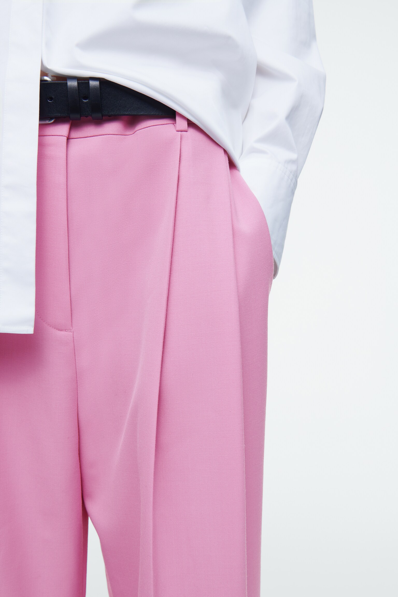 RELAXED TWILL WIDE-LEG TROUSERS - PINK/DARK BROWN/BLACK/BLUE/GREY/MOLE - 8