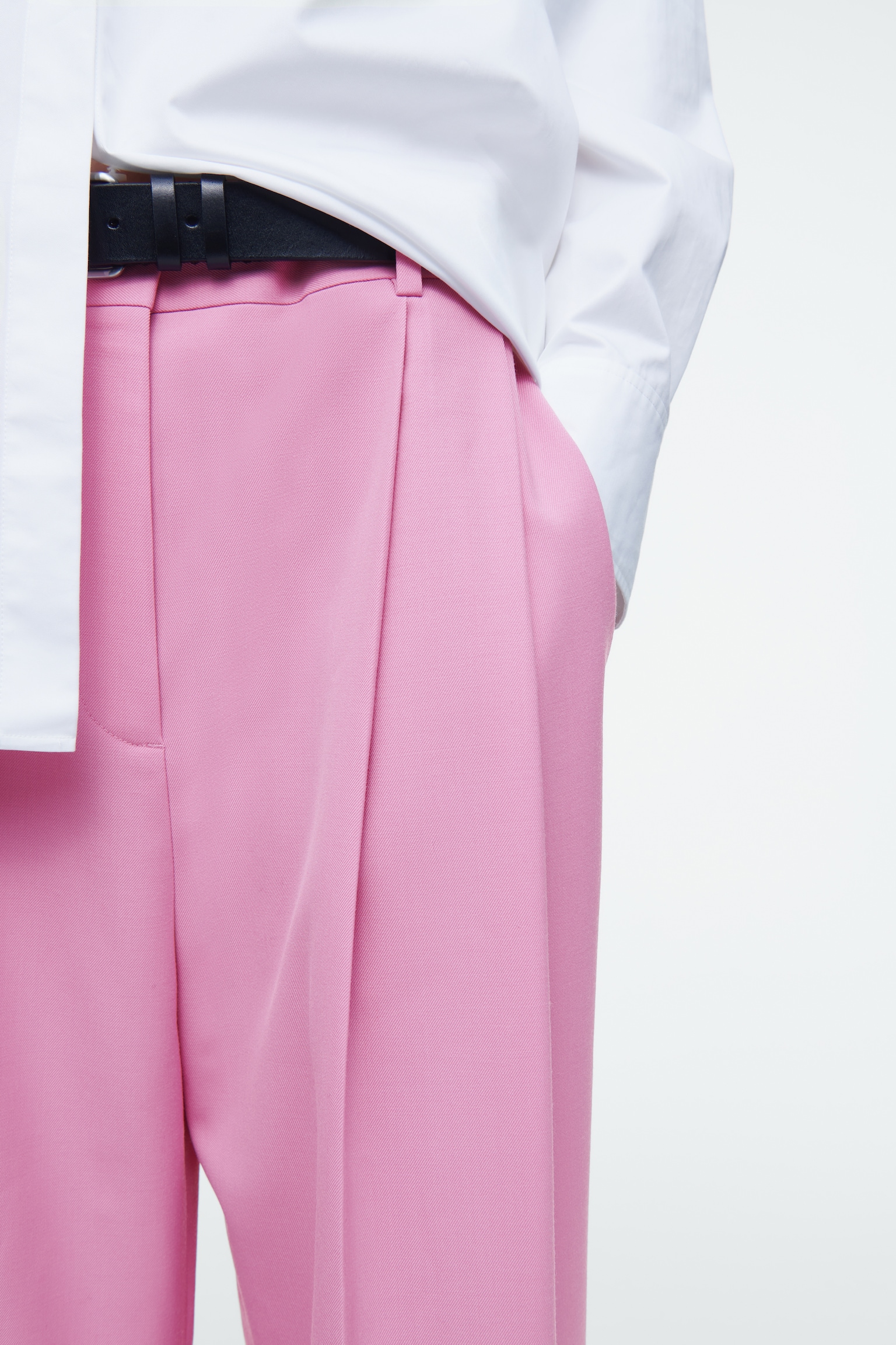 RELAXED TWILL WIDE-LEG TROUSERS - PINK/DARK BROWN/BLACK/BLUE/GREY/MOLE - 7