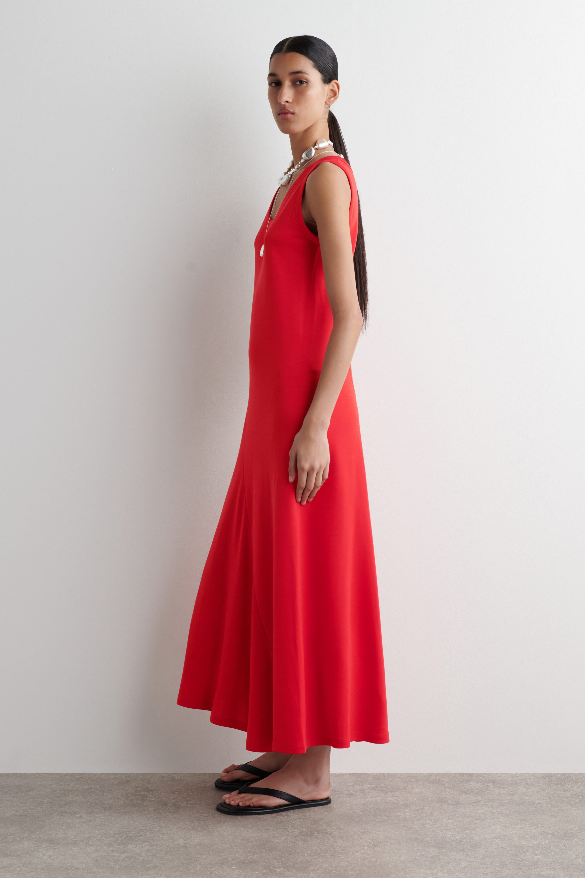 Kalina Premium Jersey Asymmetric Cut Out Maxi Dress in