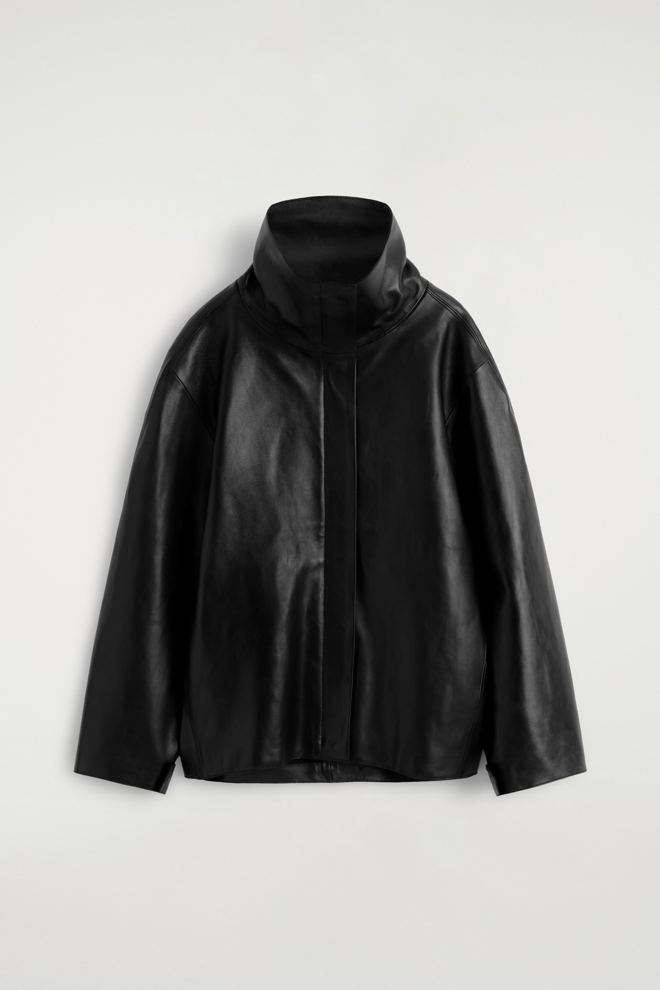 Veste en cuir à col cheminée