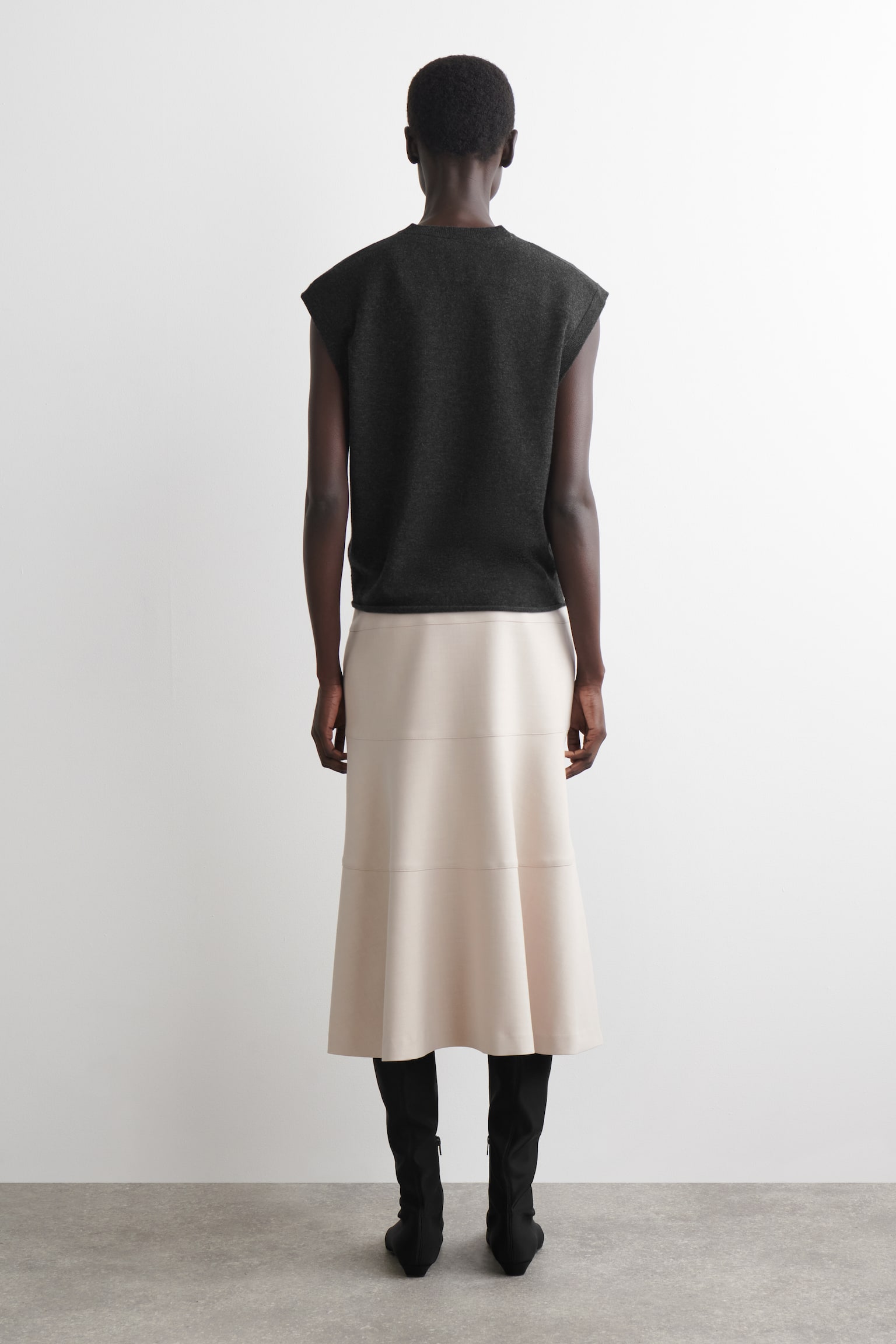 MIDIROCK IN A-LINIE - HELLES BEIGE/Dunkelgrau - 4