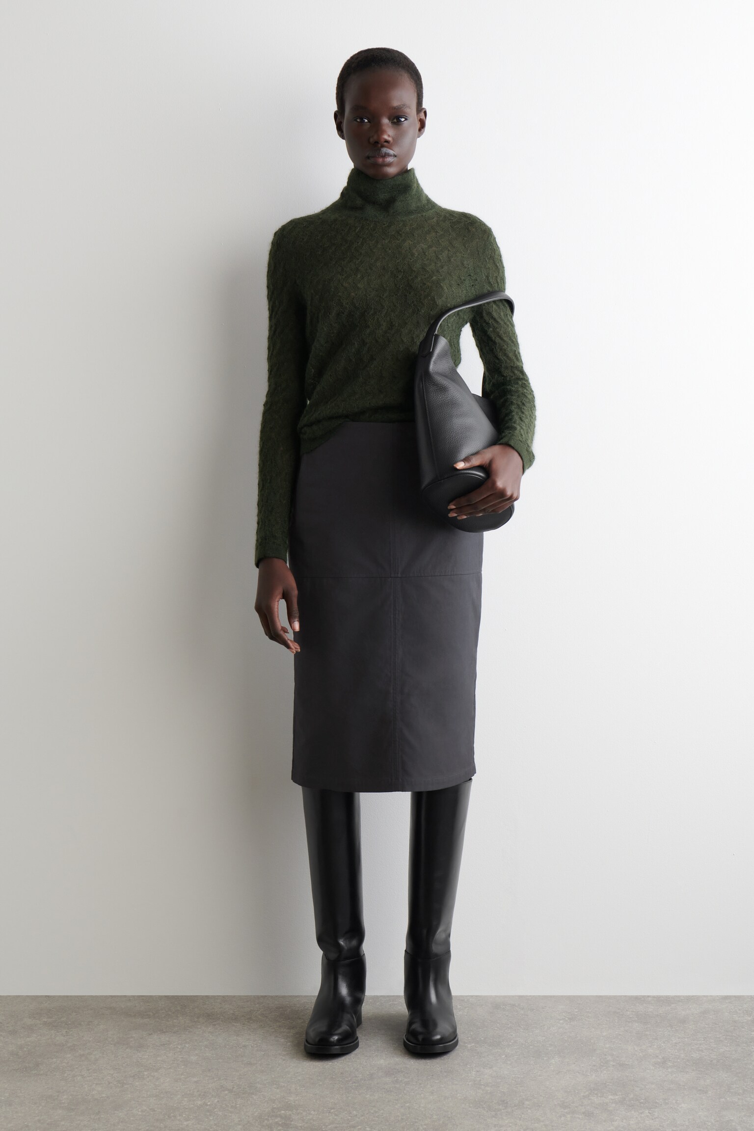 MAGLIONE IN MOHAIR CON LAVORAZIONE TRAFORATA - VERDE SCURO/AVORIO - 6