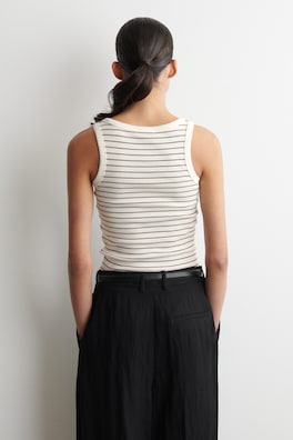 RIBBED COTTON TANK TOP — WHITE / PINK / STRIPED 5