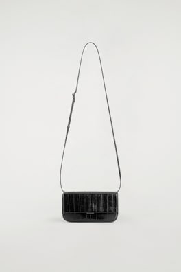 PARQUET SHOULDER BAG - EEL-EFFECT LEATHER — BLACK / EEL EFFECT 5