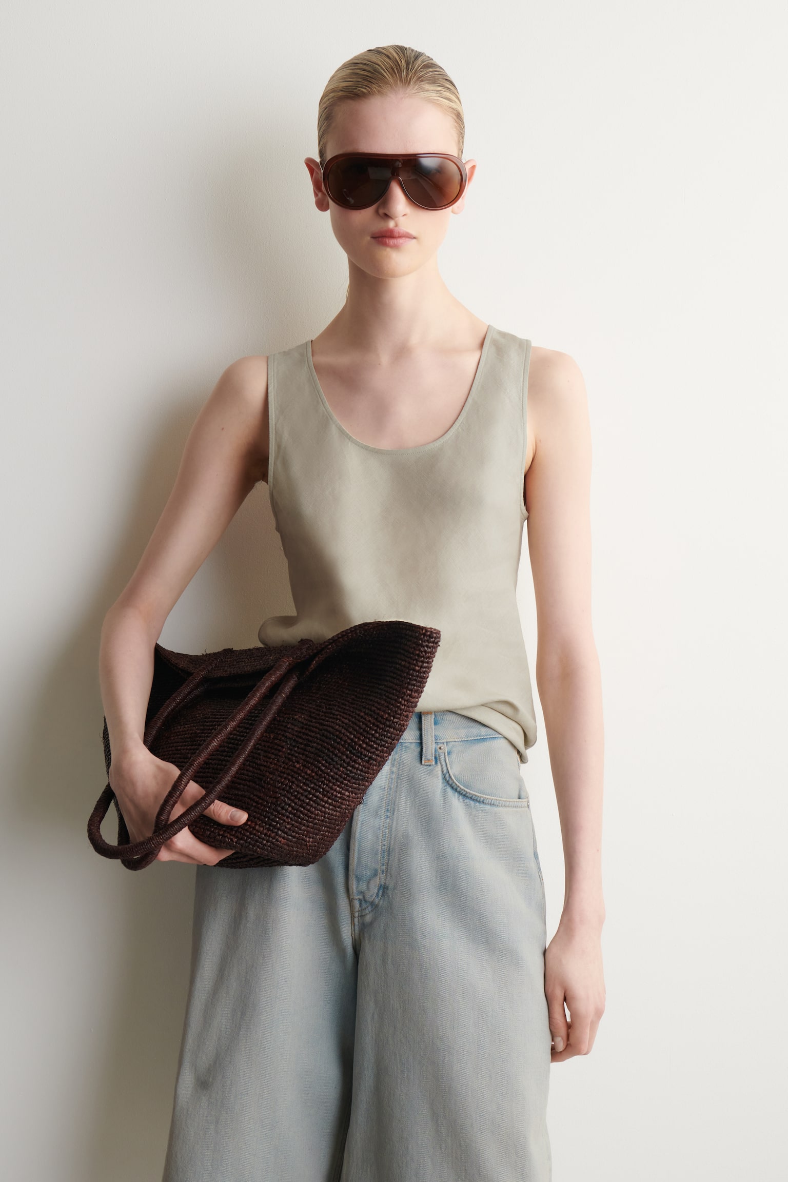 CANOTTA IN LINO - BEIGE/NERO - 1