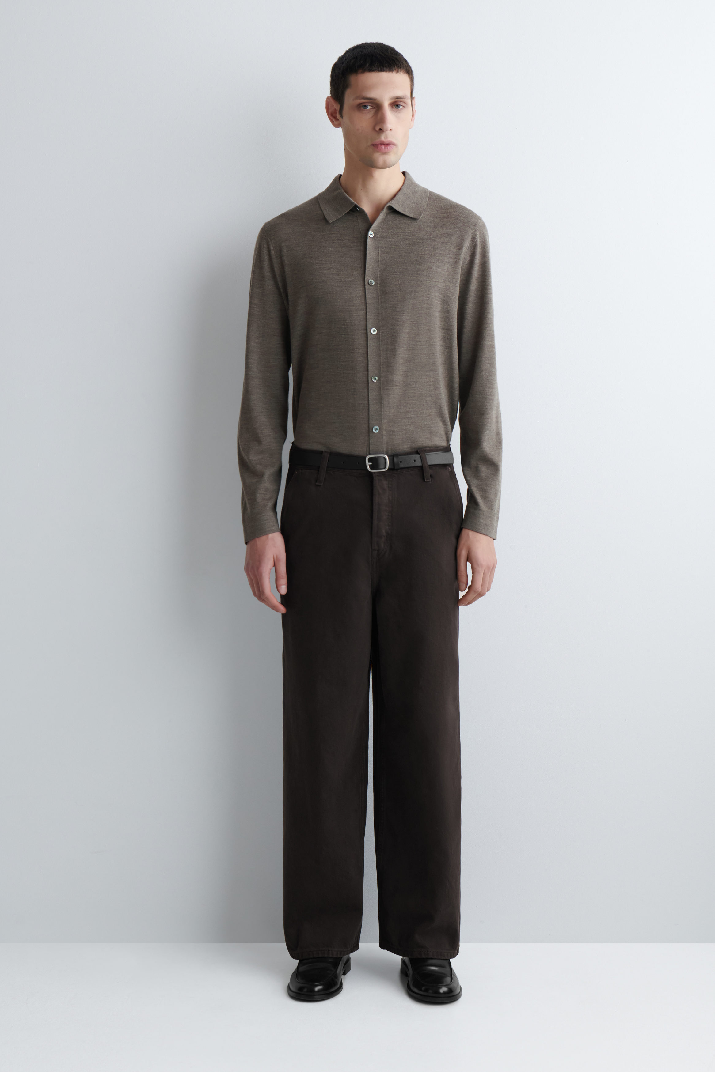 OVERSIZED WIDE-LEG DENIM PANTS - DARK BROWN | COS US