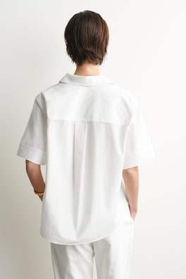 OVERSIZED SHORT-SLEEVED COTTON SHIRT — WHITE 4