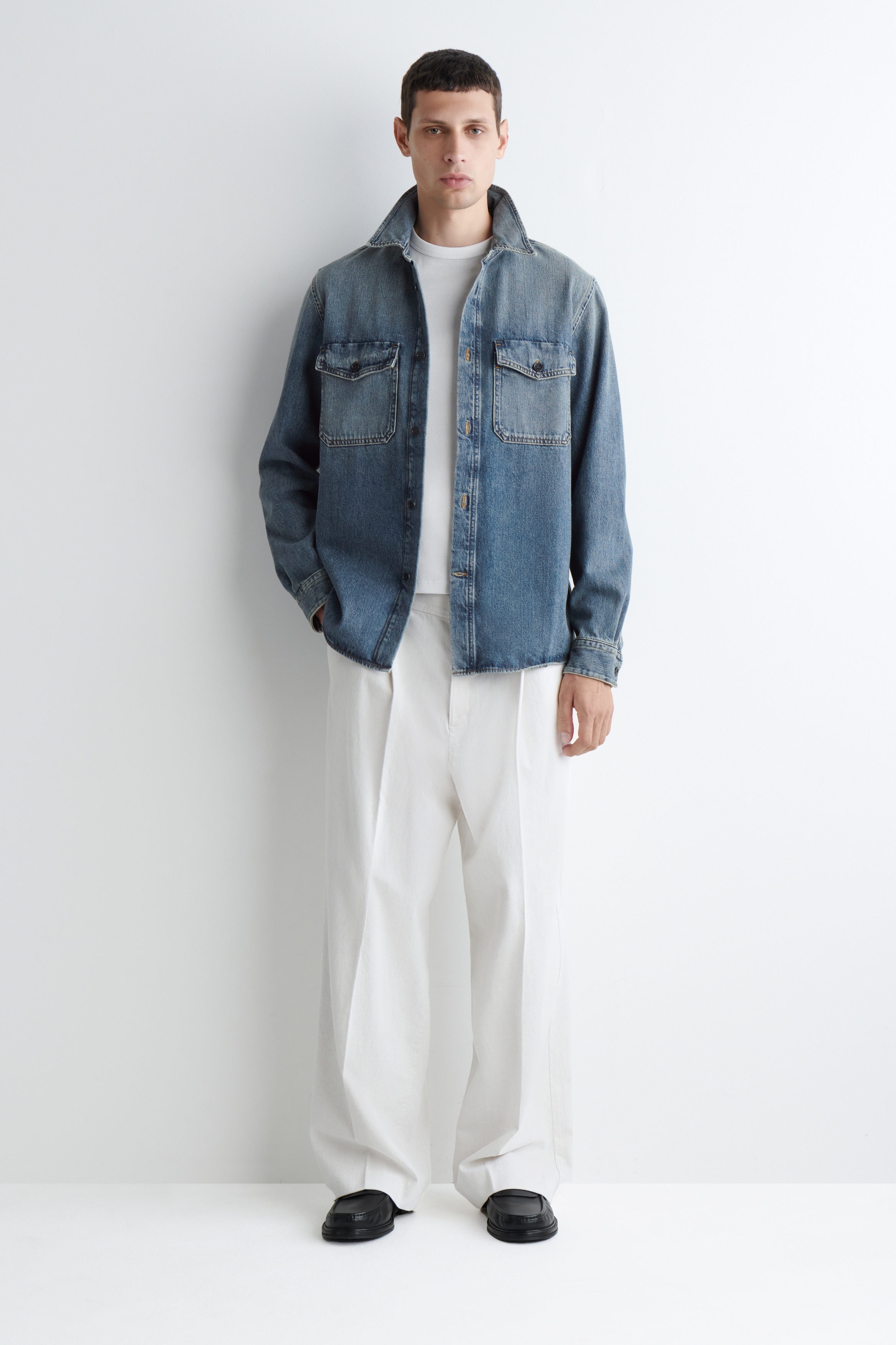 【COSYHARU】Washed denim shirt jacket DENIM SHIRT - RINSED BLUE | COS