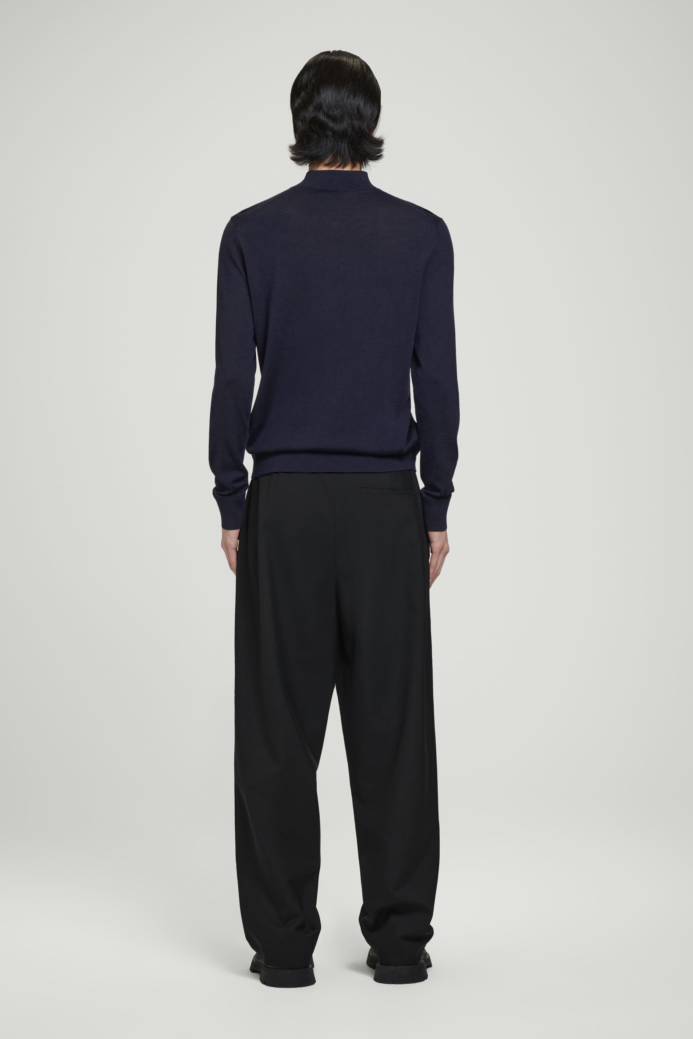 SLIM MERINO WOOL MOCK-NECK SWEATER - NAVY | COS