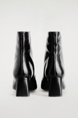 ANGULAR LEATHER HEELED ANKLE BOOTS — BLACK 2