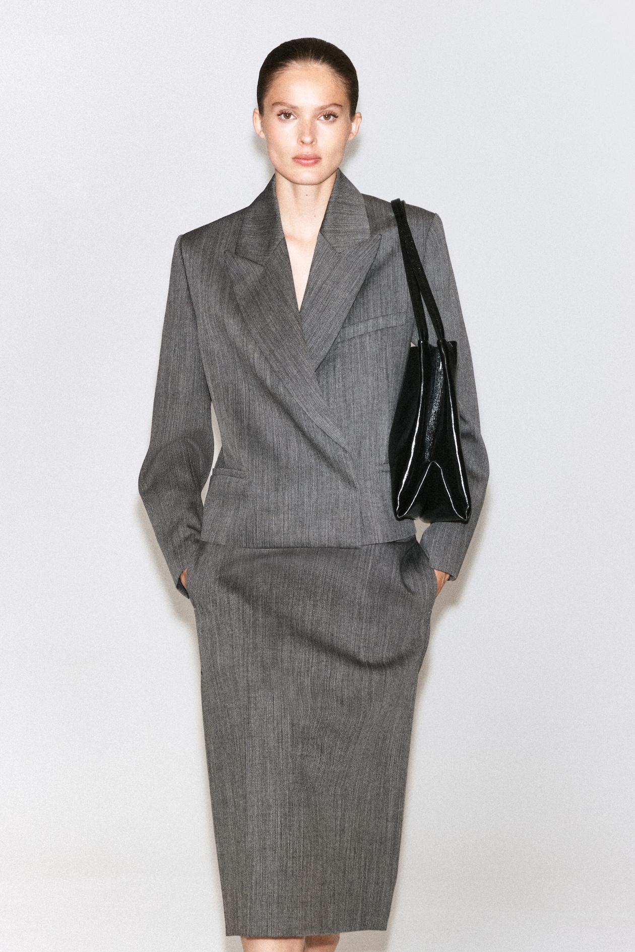 EXAGGERATED WOOL BLAZER — HEATHER