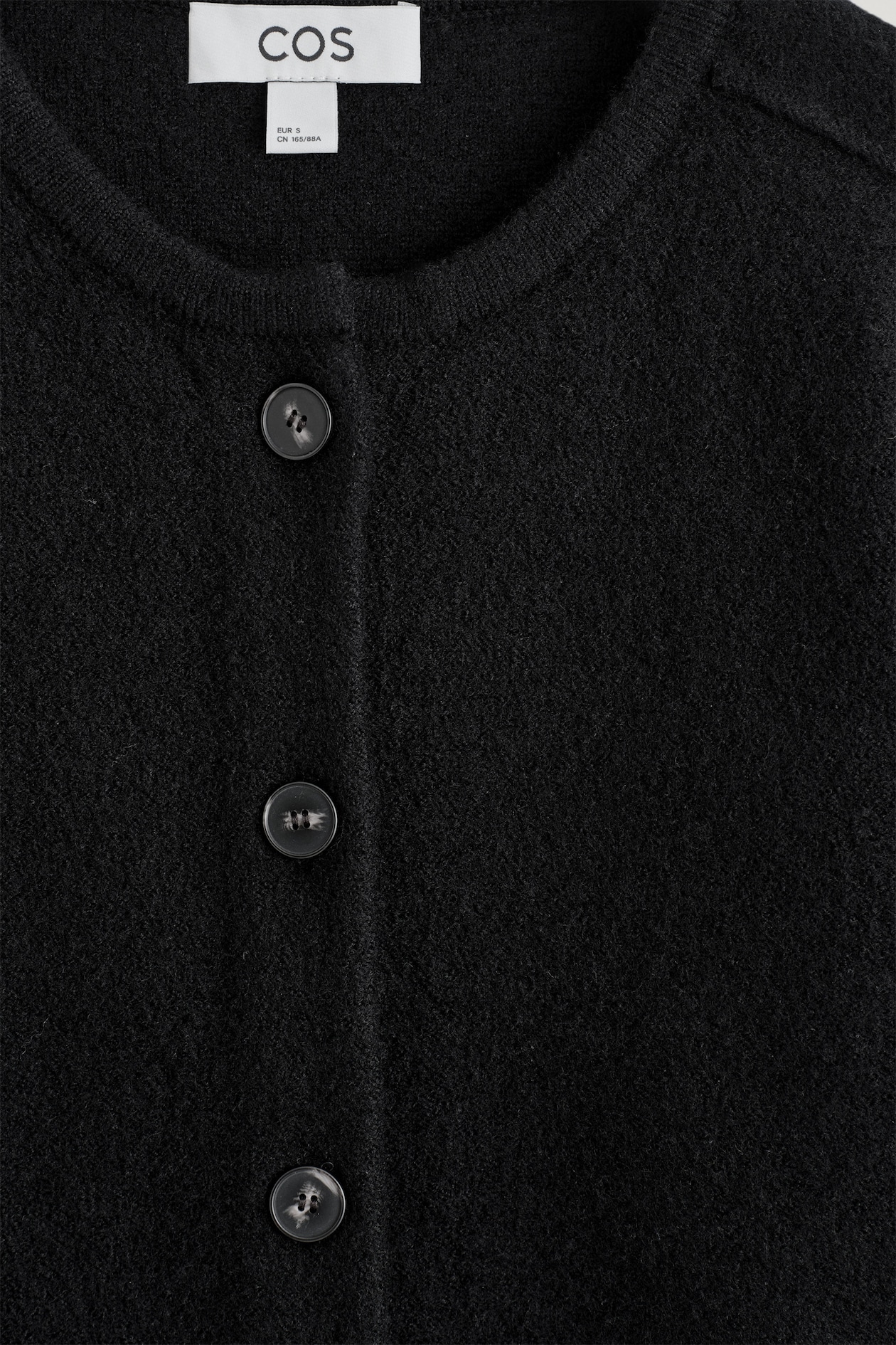 BOILED-WOOL CARDIGAN — BLACK