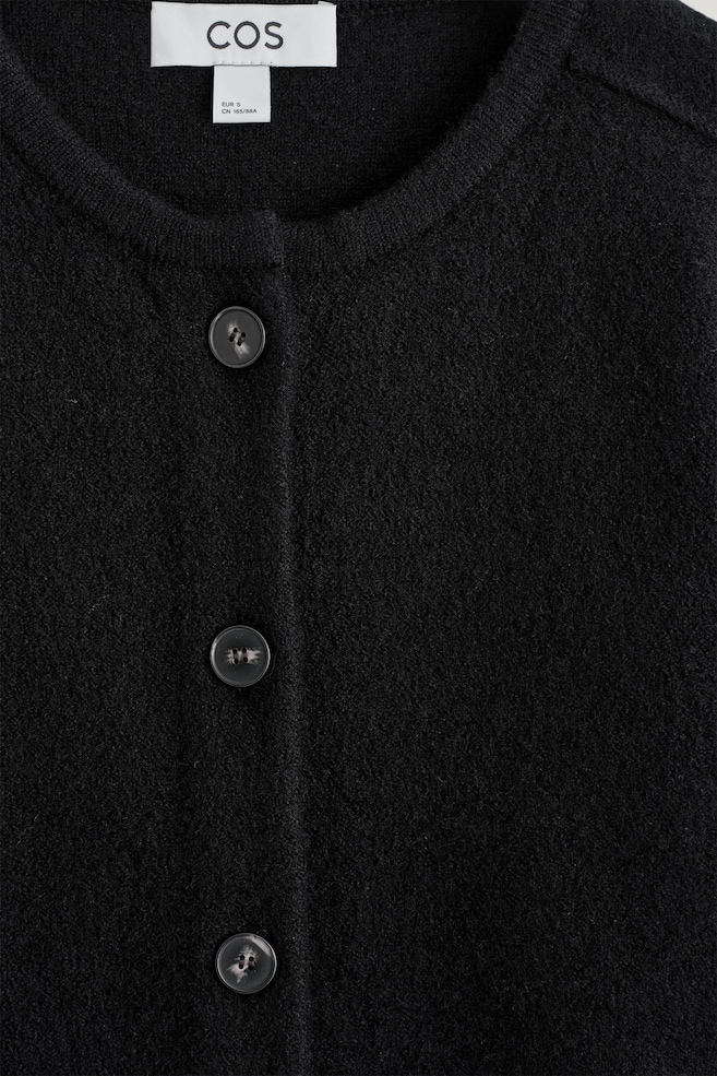 BOILED-WOOL CARDIGAN — BLACK