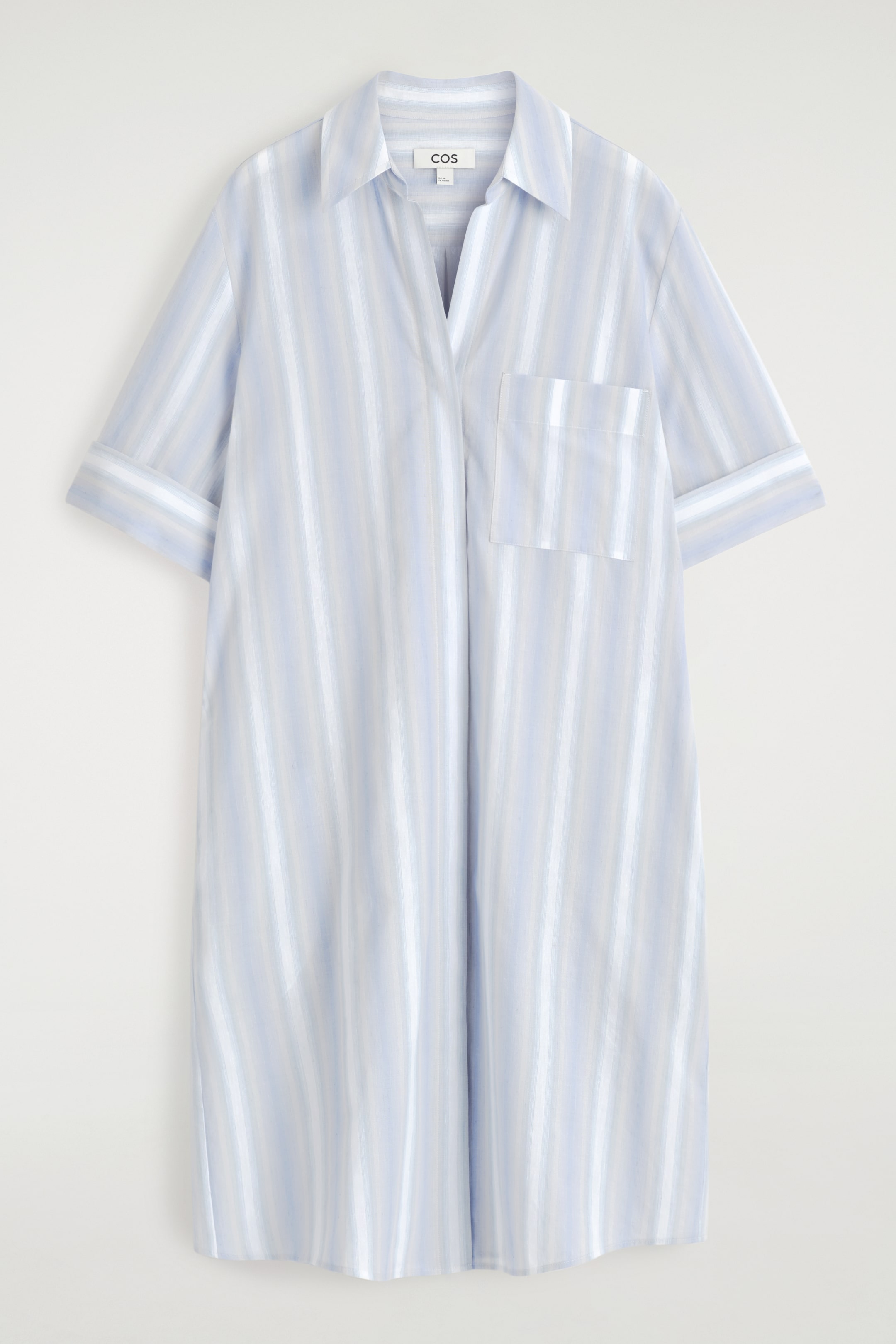 Ingrandisci l'immagine: STRIPED SHORT-SLEEVED SHIRT DRESS - LIGHT BLUE / STRIPED - DONNA | H&M CH 5