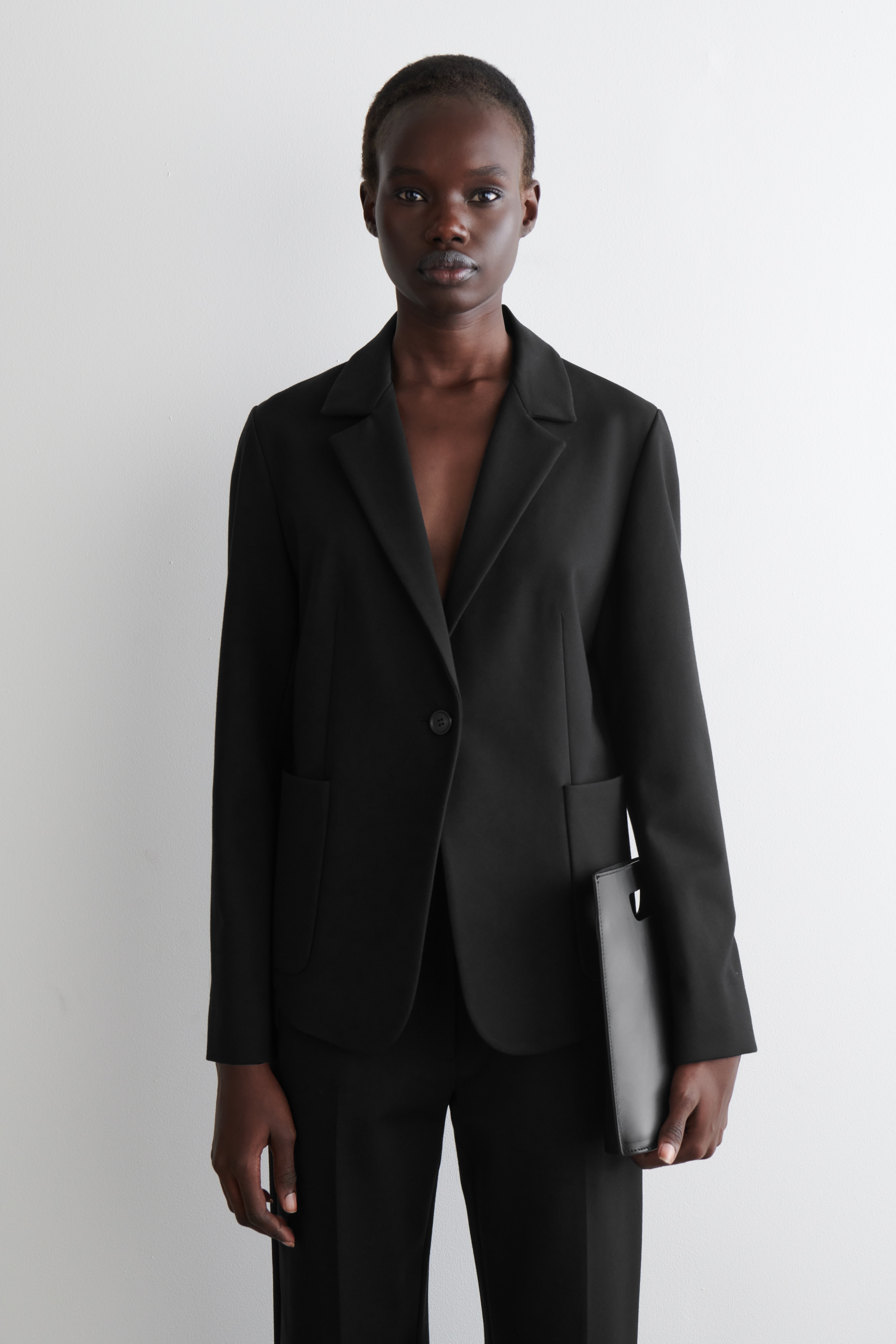 BLAZER SLIM MAILLE MILANO À BOUTONNAGE SIMPLE - NOIR