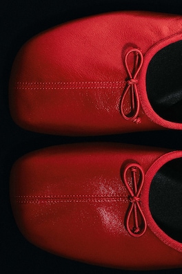 LEATHER BALLET FLATS — RED 4