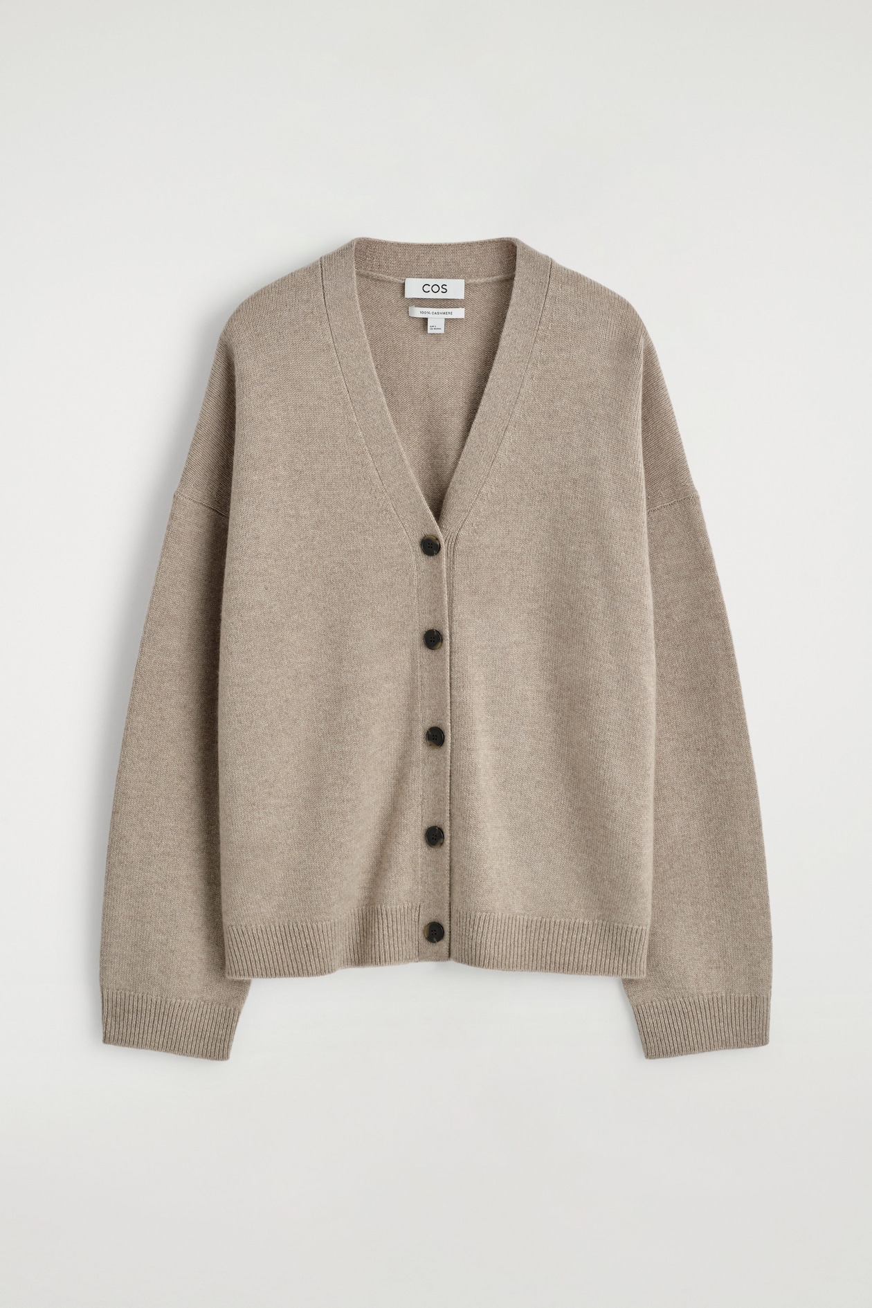 CASHMERE V-NECK CARDIGAN — BEIGE