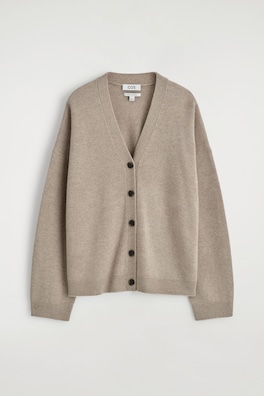 CASHMERE V-NECK CARDIGAN — BEIGE 7