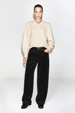 FACADE CORDUROY STRAIGHT-LEG JEANS — BLACK 1
