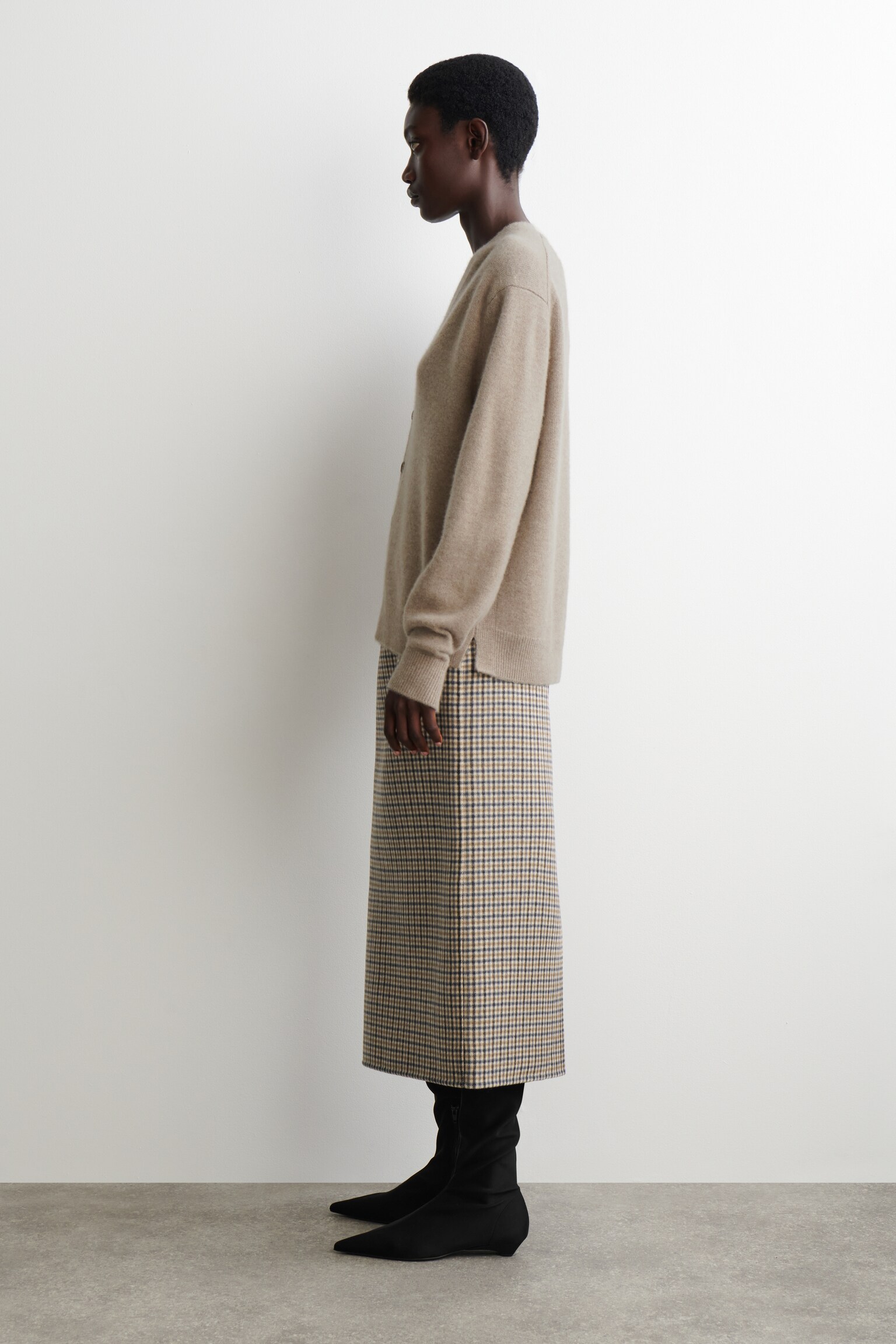 GONNA A QUADRI IN LANA DOPPIATA - BEIGE / QUADRI - 5