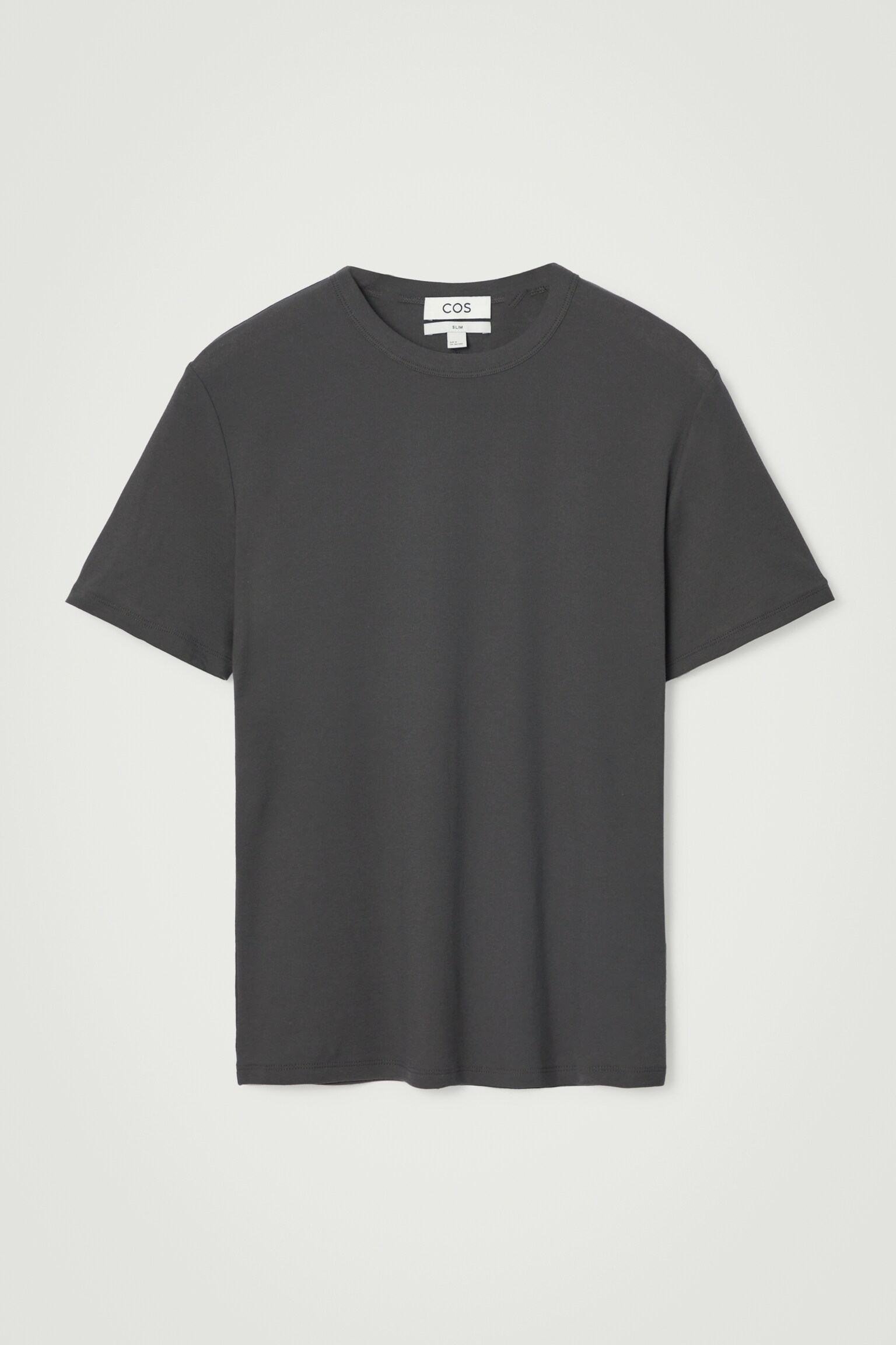 SLIM COTTON-CREPE T-SHIRT - DARK GREY/OFF-WHITE - 1