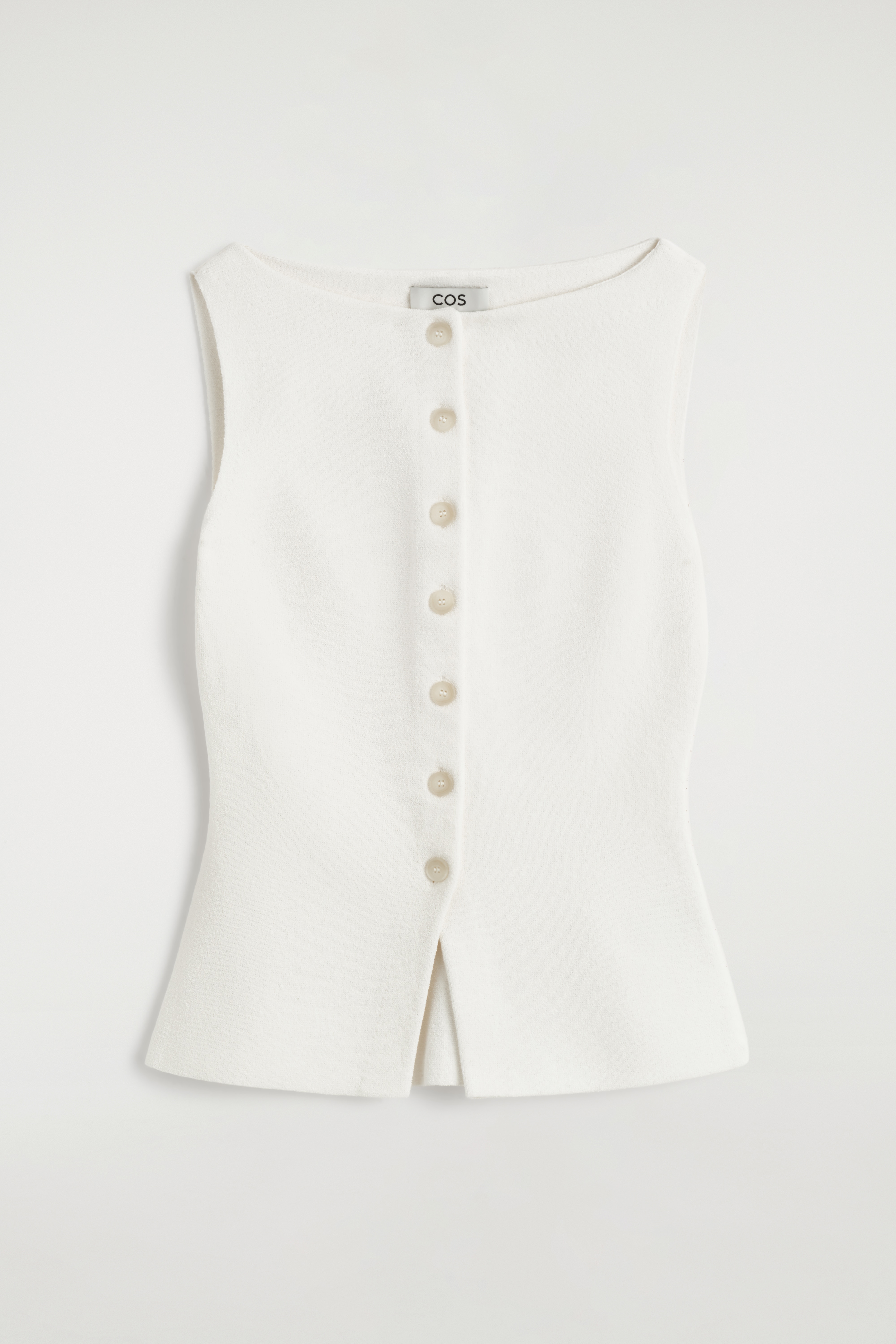 COTTON-BLEND CREPE WAISTCOAT - WHITE/BLACK