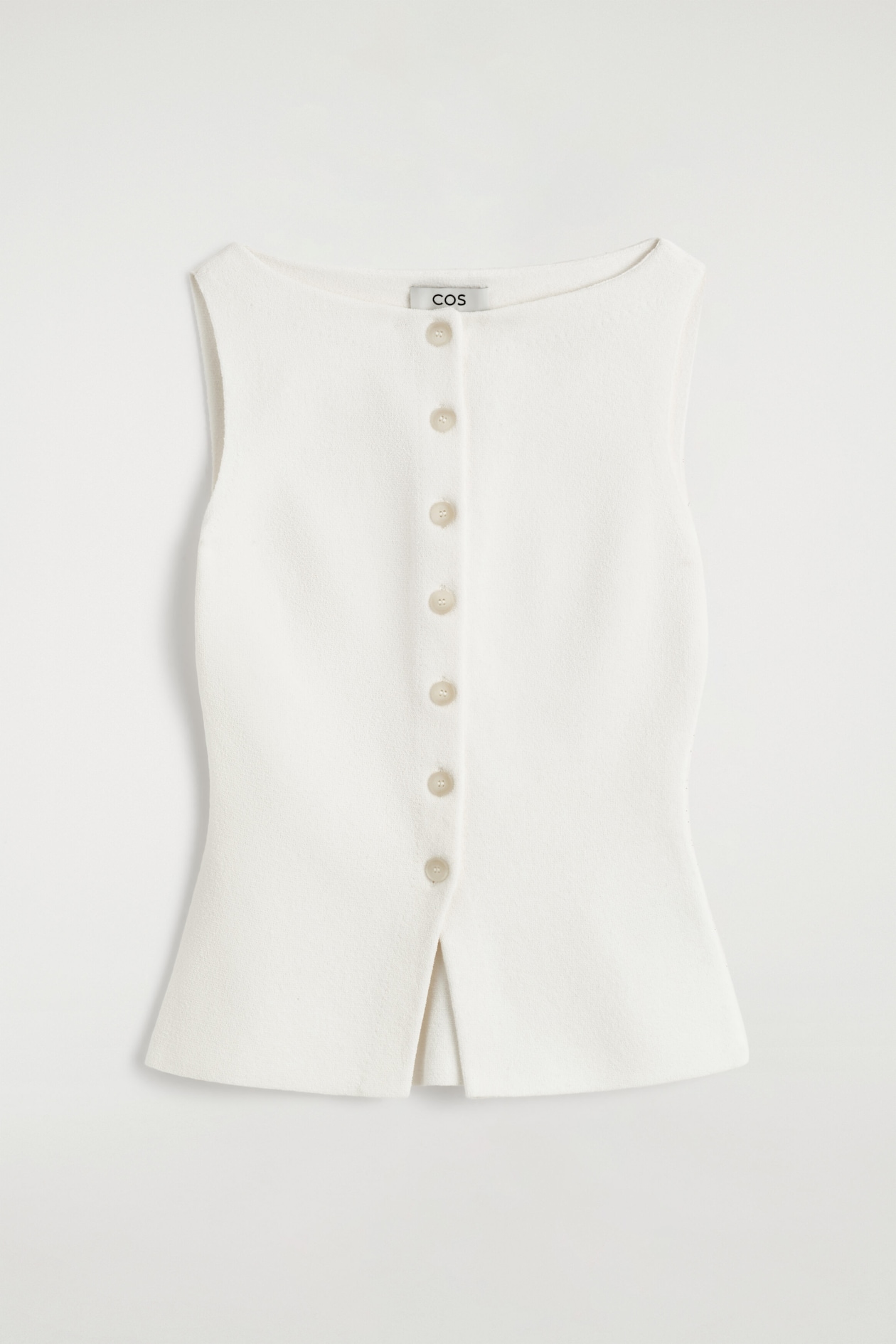 COTTON-BLEND CREPE VEST — WHITE