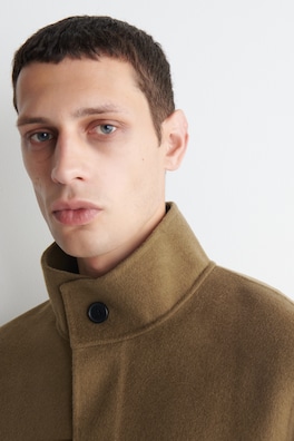 DOUBLE-FACED WOOL MOCK-NECK JACKET — DARK BEIGE 6