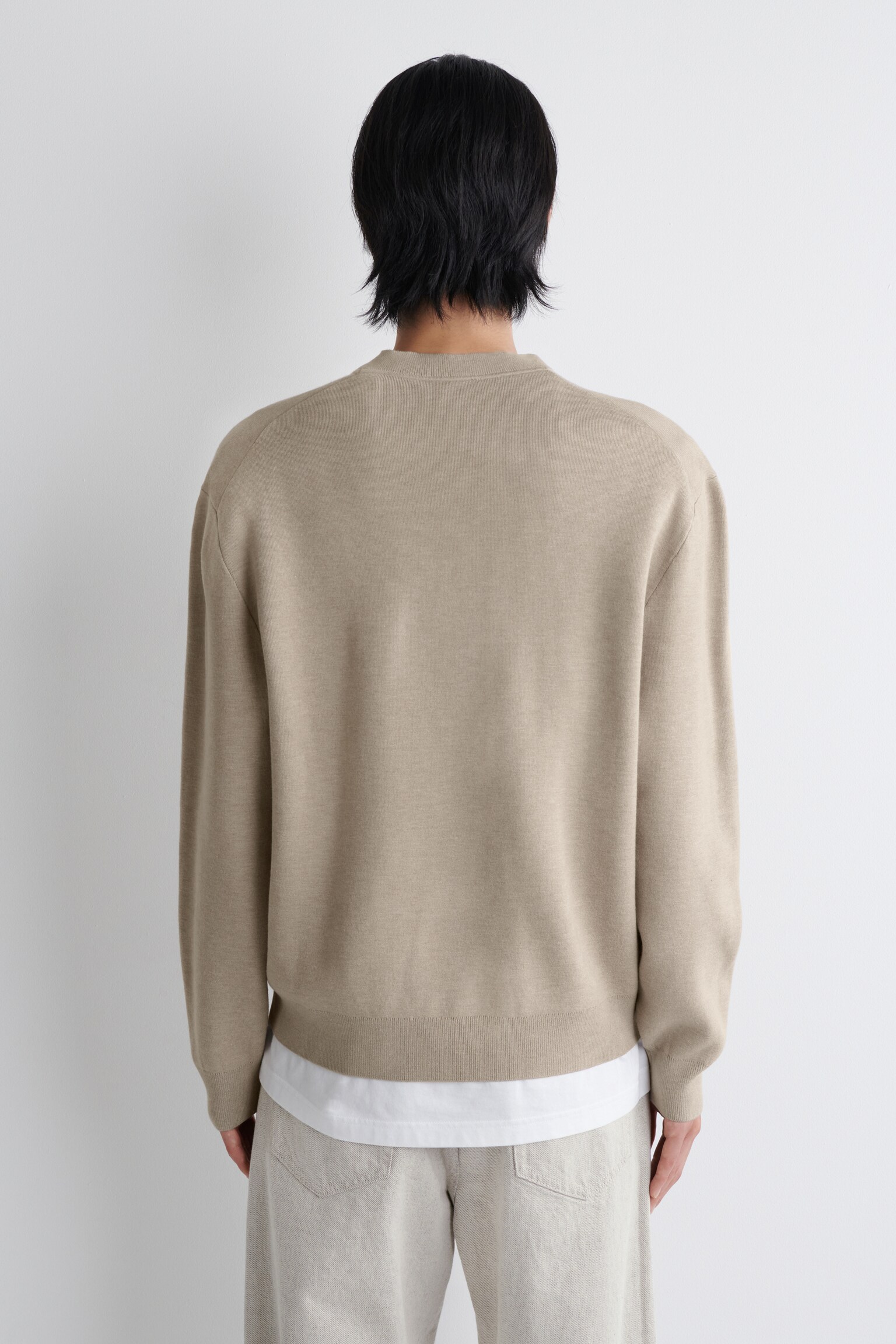 PULL À COL BOMBER EN MAILLE DOUBLE FACE - TAUPE CHINÉ/BLEU MARINE/GRIS/ÉCRU - 5