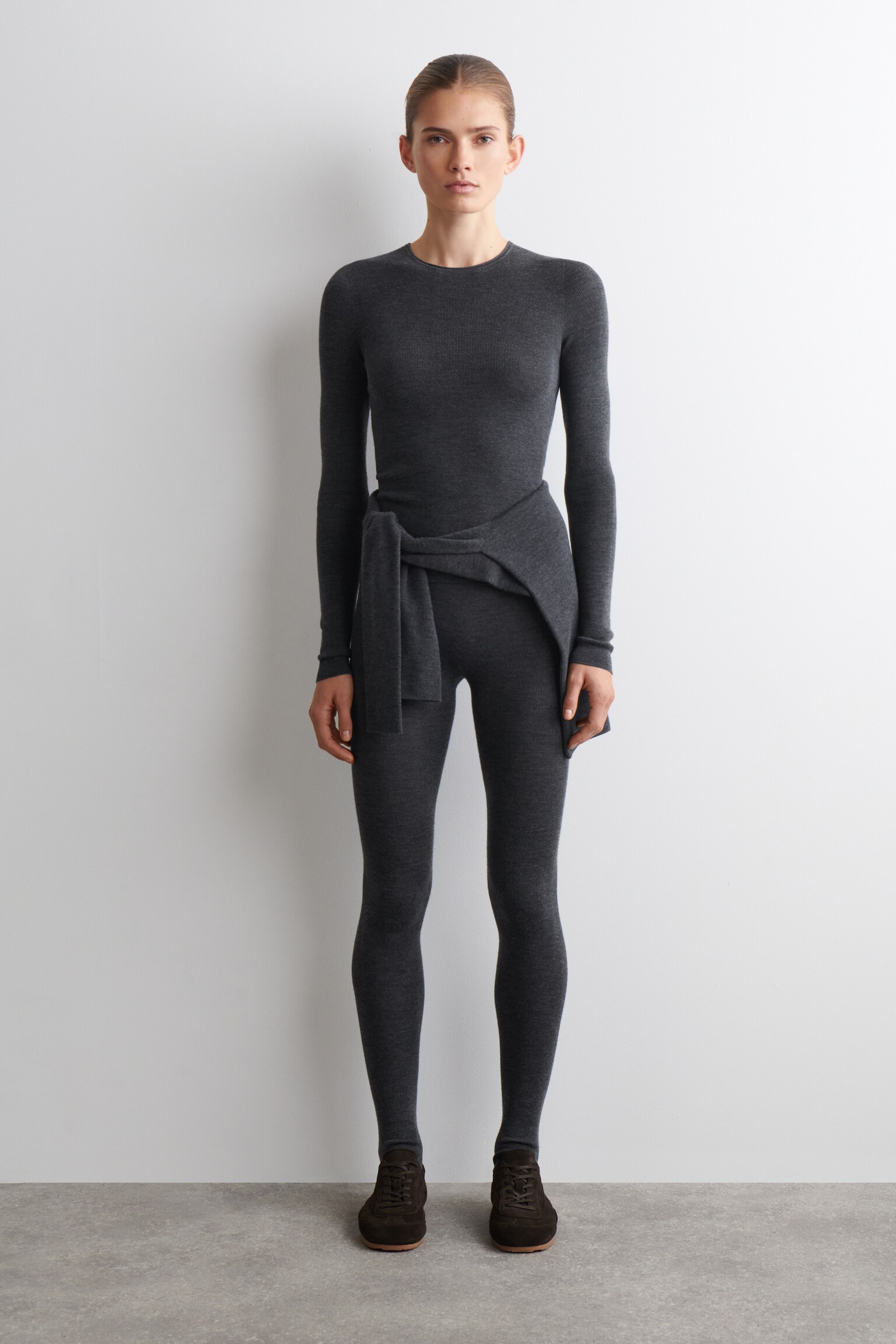 LANGARMSHIRT AUS MERINOWOLLE - ANTHRAZITGRAU MELIERT - 5