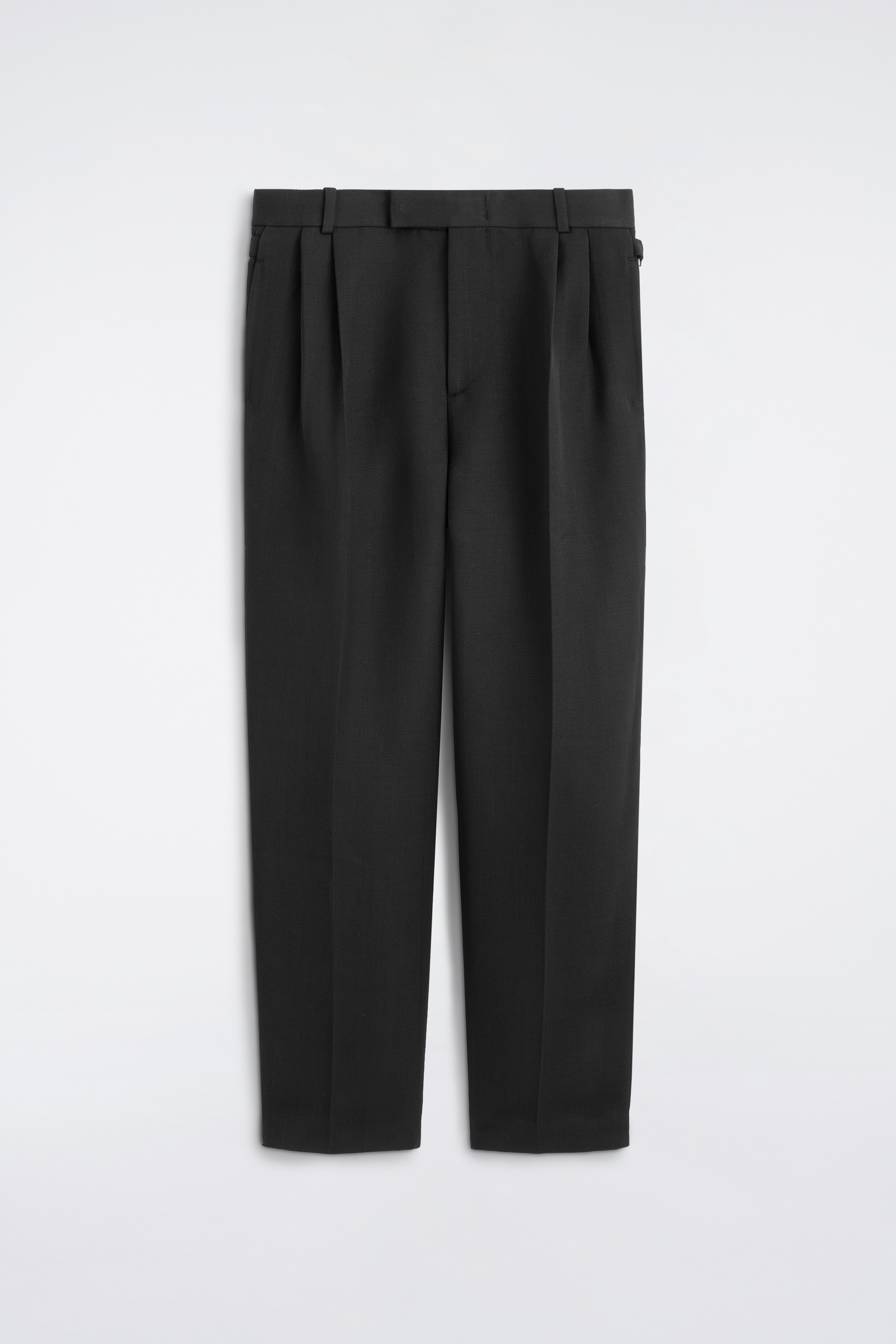 PANTALÓN TAPERED LEG RELAXED FIT MEZCLA LANA - NEGRO