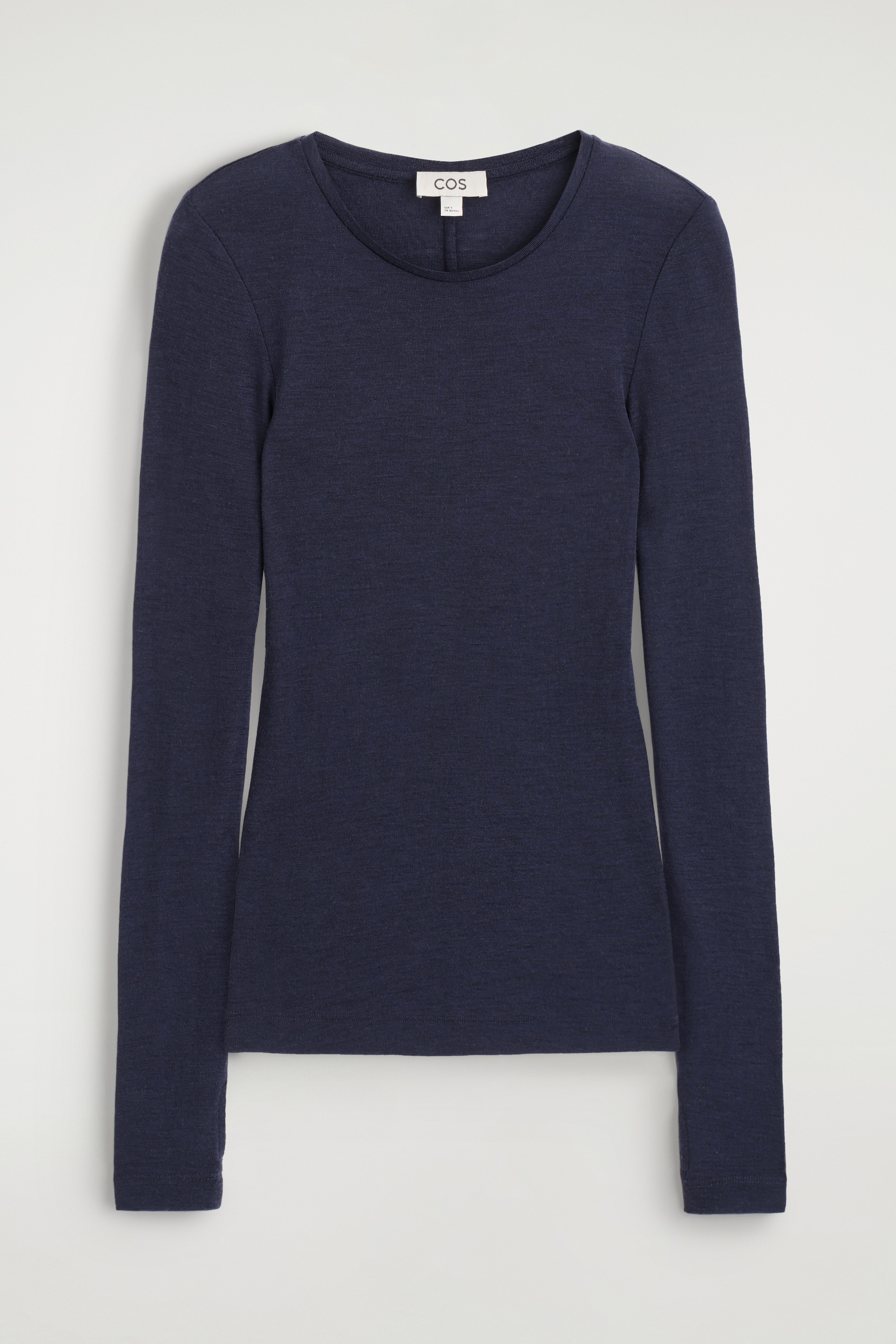MAGLIA SLIM IN LANA MERINO - BLU NAVY/CREMA