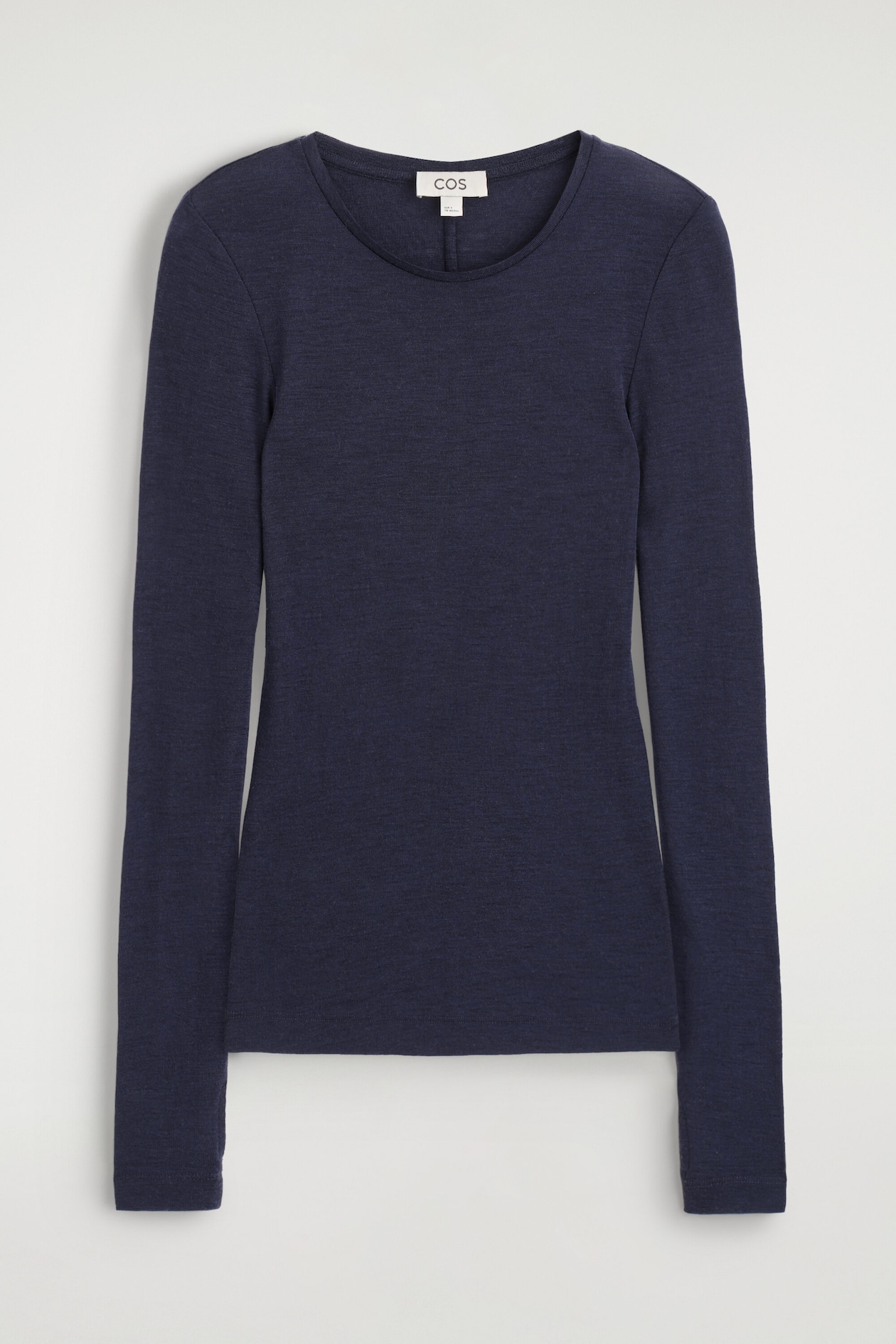 SLIM MERINO WOOL TOP — NAVY