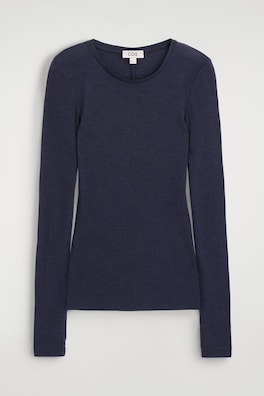 SLIM MERINO WOOL TOP — NAVY 9
