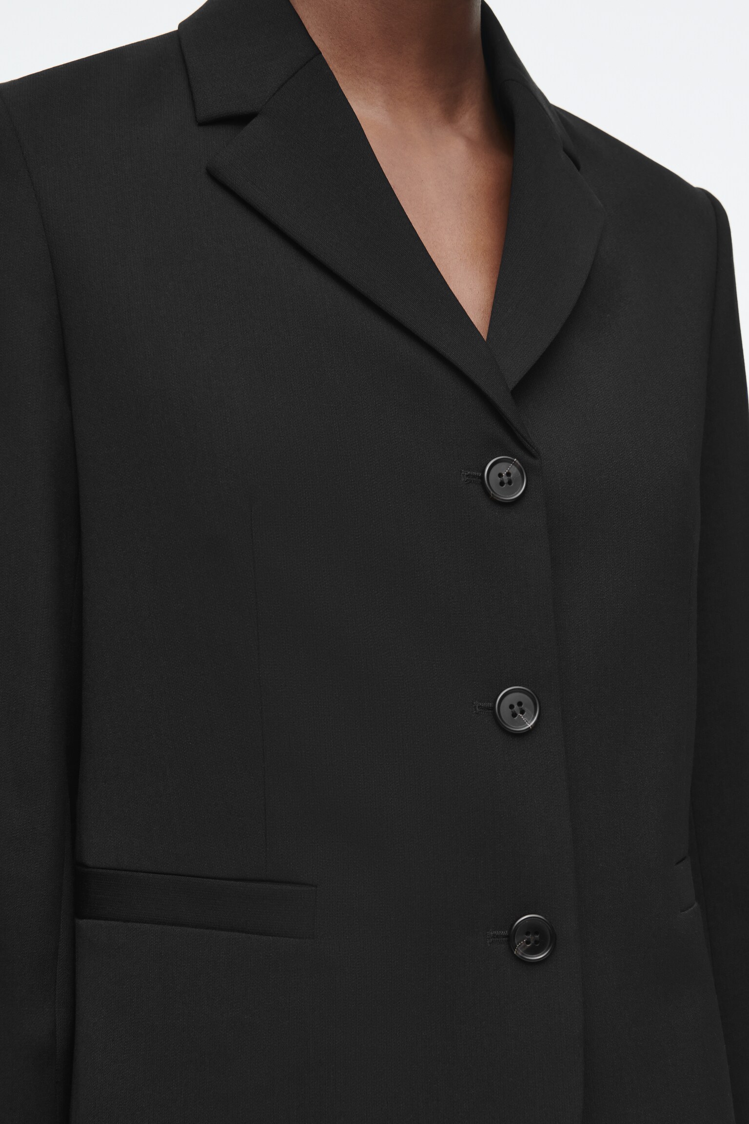 BLAZER COURT EN LAINE - NOIR - 4