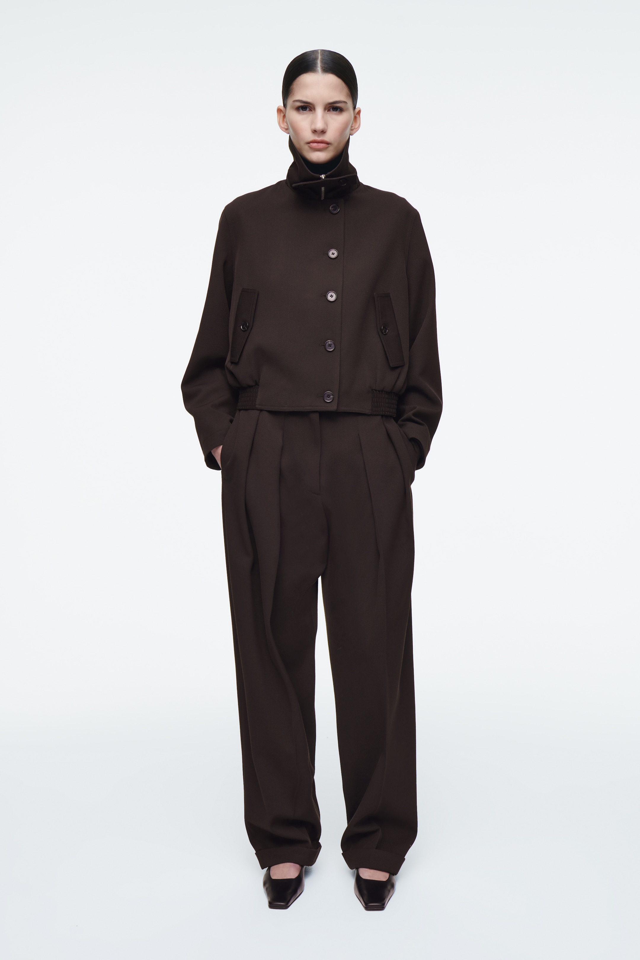 Grösseres Bild ansehen: OVERSIZED-JACKE AUS WOLL-MIX MIT STEHKRAGEN - DUNKELBRAUN - DAMEN | H&M CH 2