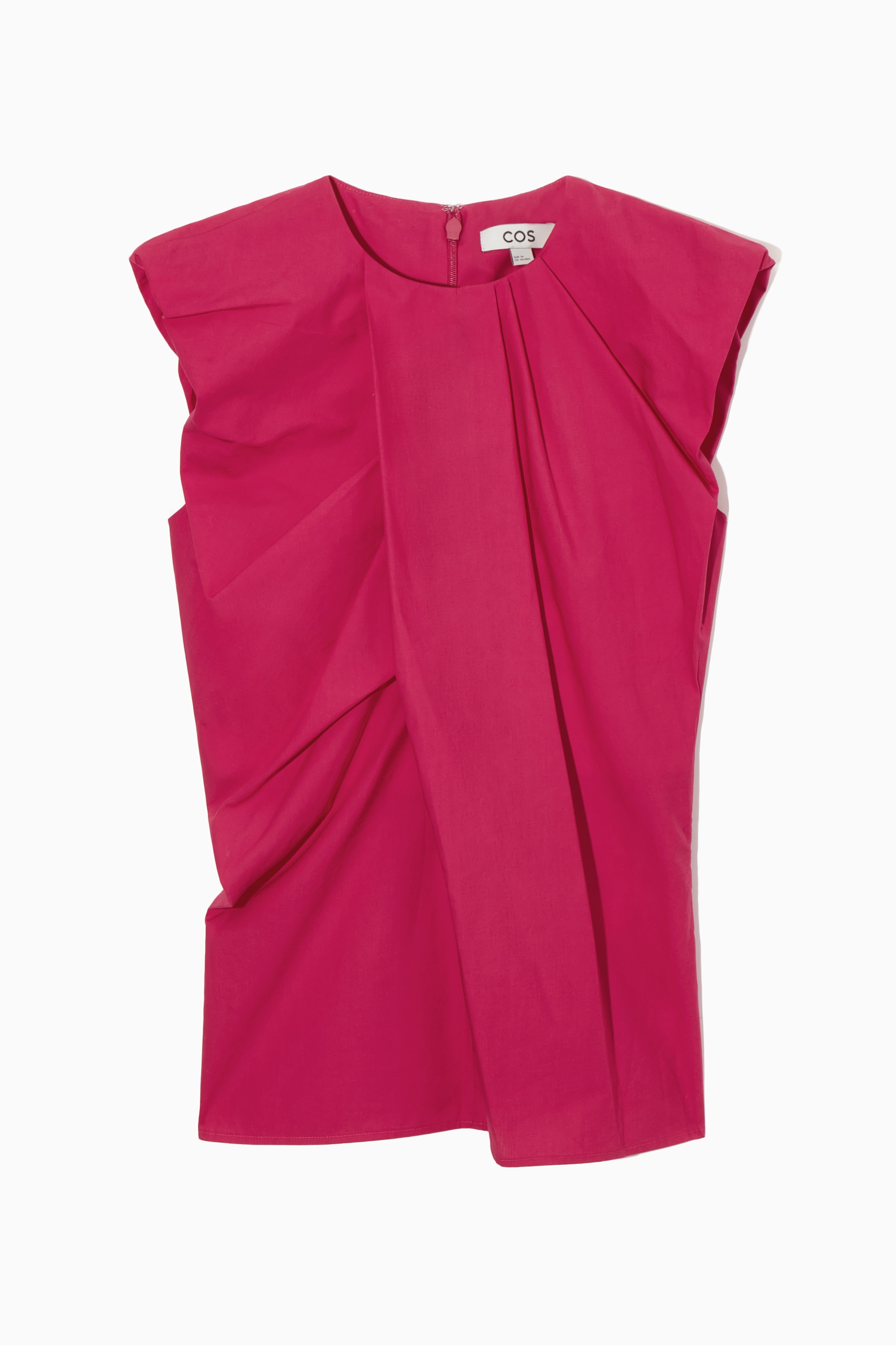 GATHERED DRAPED SLEEVELESS TOP - BRIGHT PINK