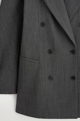 SCULPTED DOUBLE-BREASTED LONG-LINE BLAZER — GRAY MÉLANGE 7