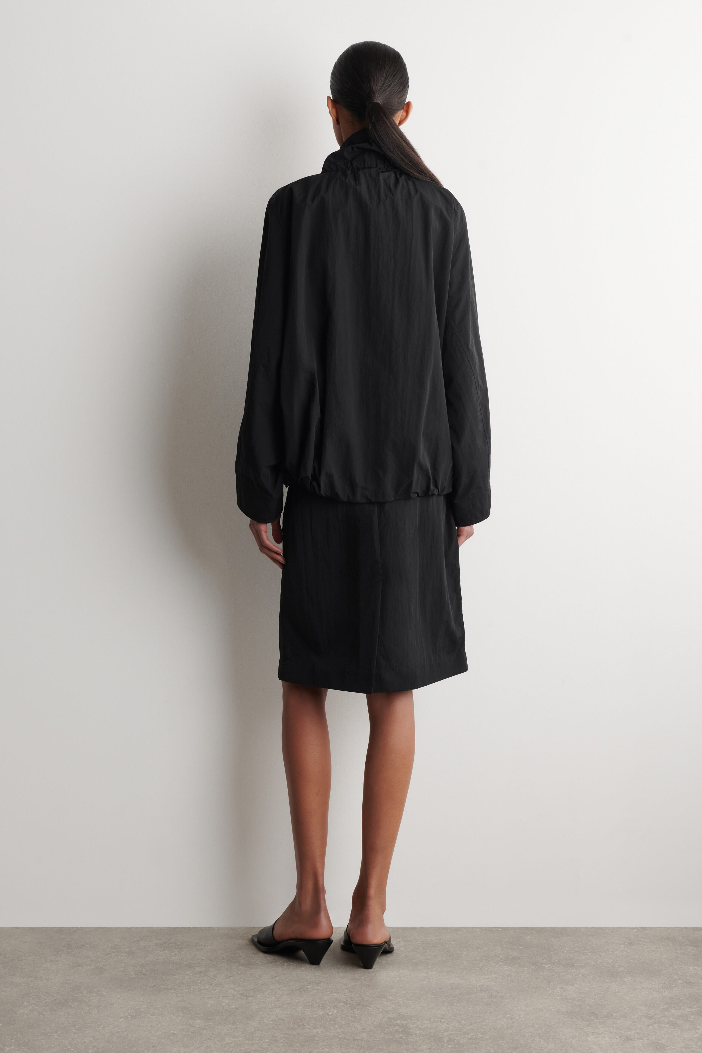 NYLON FUNNEL-NECK JACKET - BLACK | COS CA