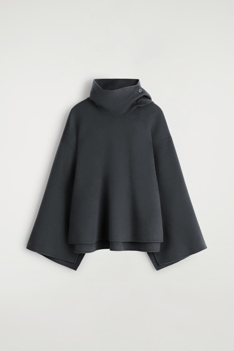 Cos Double-faced Wool Cape In Gray