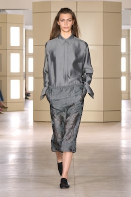 EMBROIDERED SHEER COLUMN SKIRT — HEATHER 7