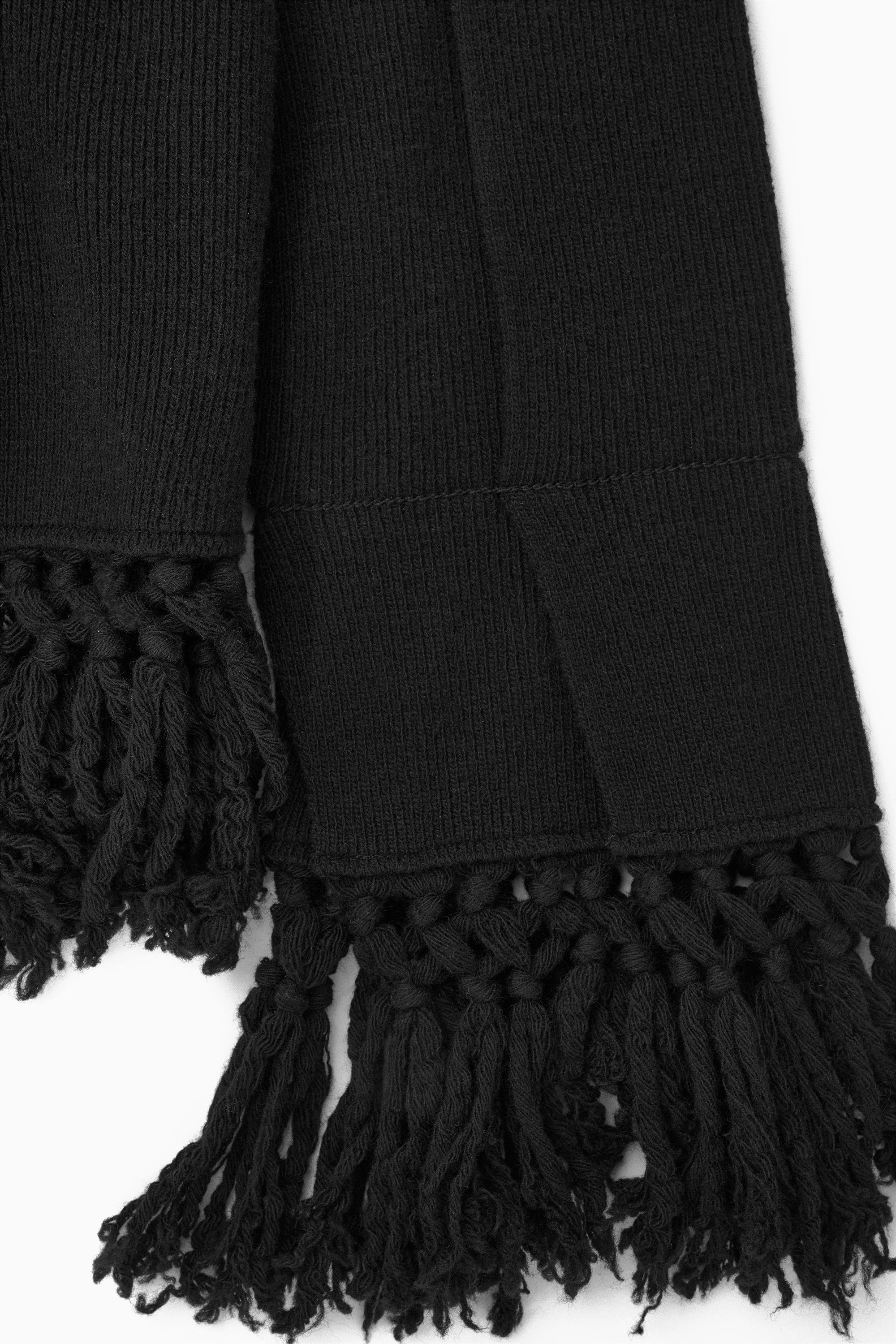 FRINGED PANELLED WOOL JUMPER - BLACK | COS