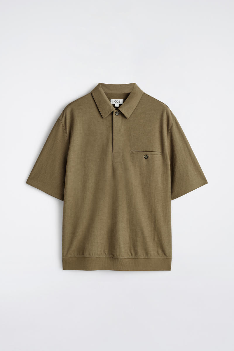 COS Pikétröja I Mjuk Jersey Brun Herr Medium