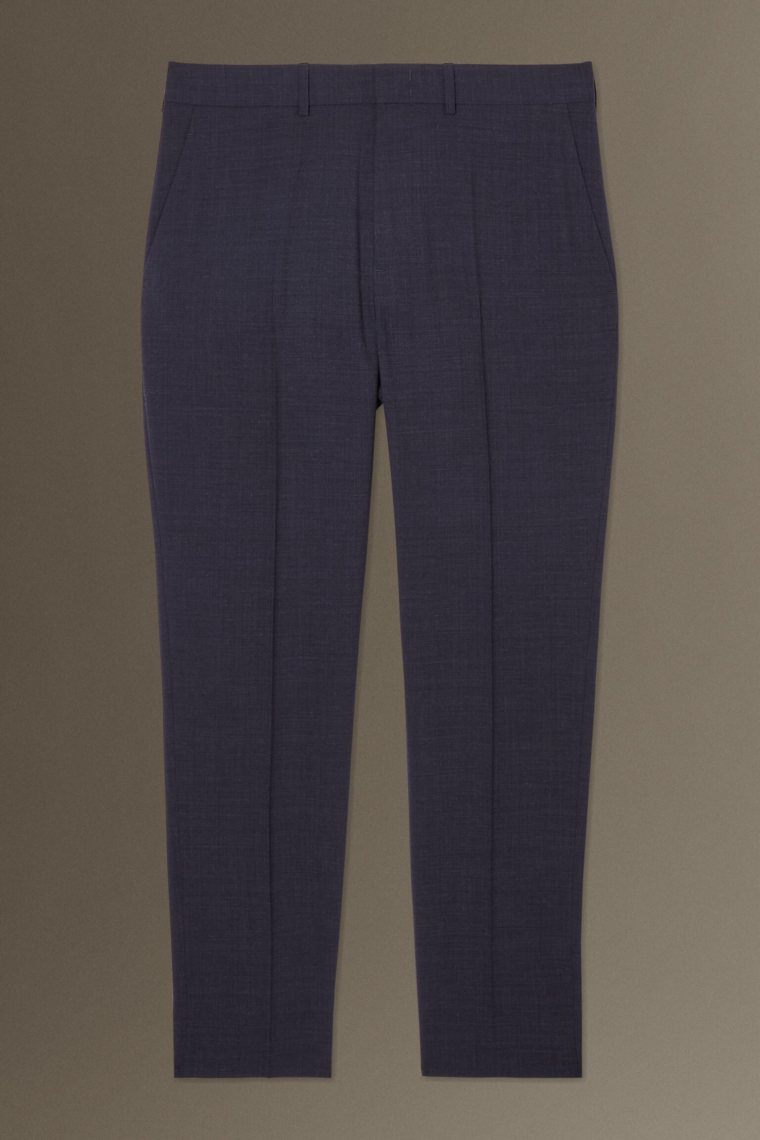 PANTALON SLIM FUSELÉ EN LAINE MÉLANGÉE - BLEU MARINE CHINÉ - 1