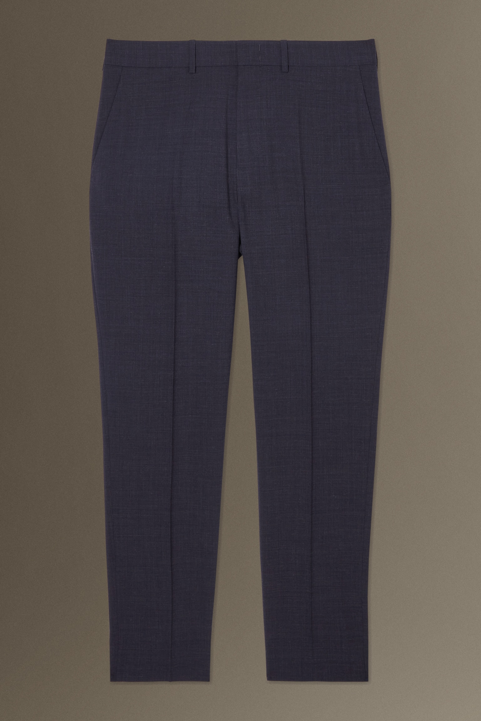 SLIM WOOL MÉLANGE TAPERED TROUSERS - NAVY MÉLANGE/DARK BROWN MÉLANGE