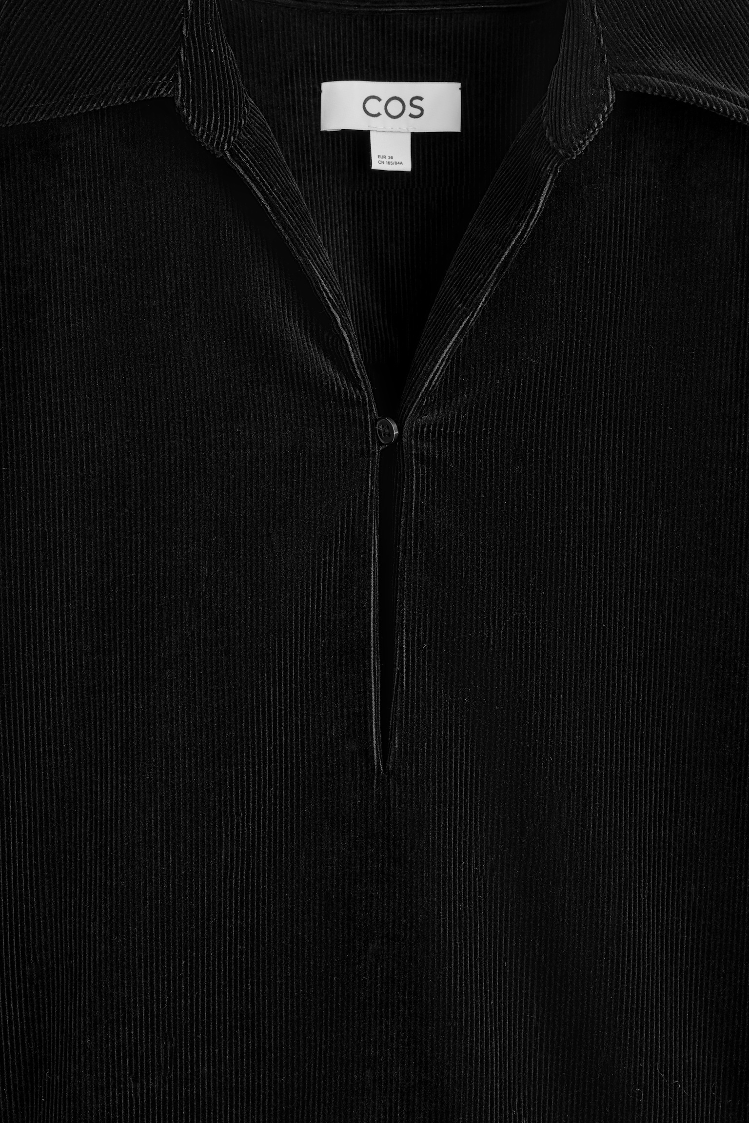 ROBE-CHEMISE COURTE EN VELOURS CÔTELÉ - NOIR/VERT FONCÉ - 7